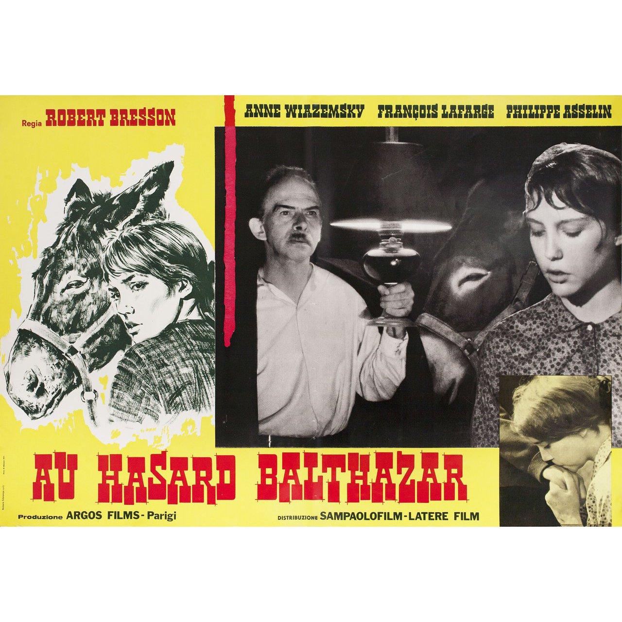 Original 1971 Italian fotobusta poster for the first Italian theatrical release of the 1966 film 'Au Hasard Balthazar' directed by Robert Bresson with Anne Wiazemsky / Walter Green / Francois Lafarge / Jean-Claude Guilbert. Very good-fine condition,