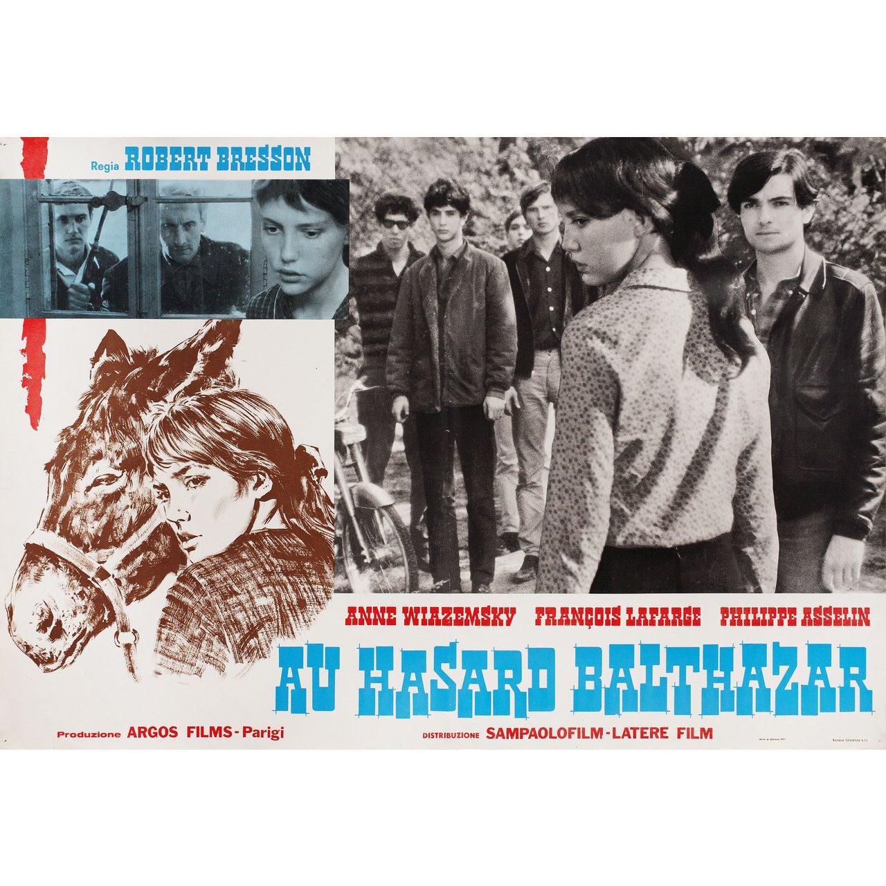 Original 1971 Italian fotobusta poster for the 1966 film Au Hasard Balthazar directed by Robert Bresson with Anne Wiazemsky / Walter Green / Francois Lafarge / Jean-Claude Guilbert. Very good-fine condition, rolled. Please note: the size is stated