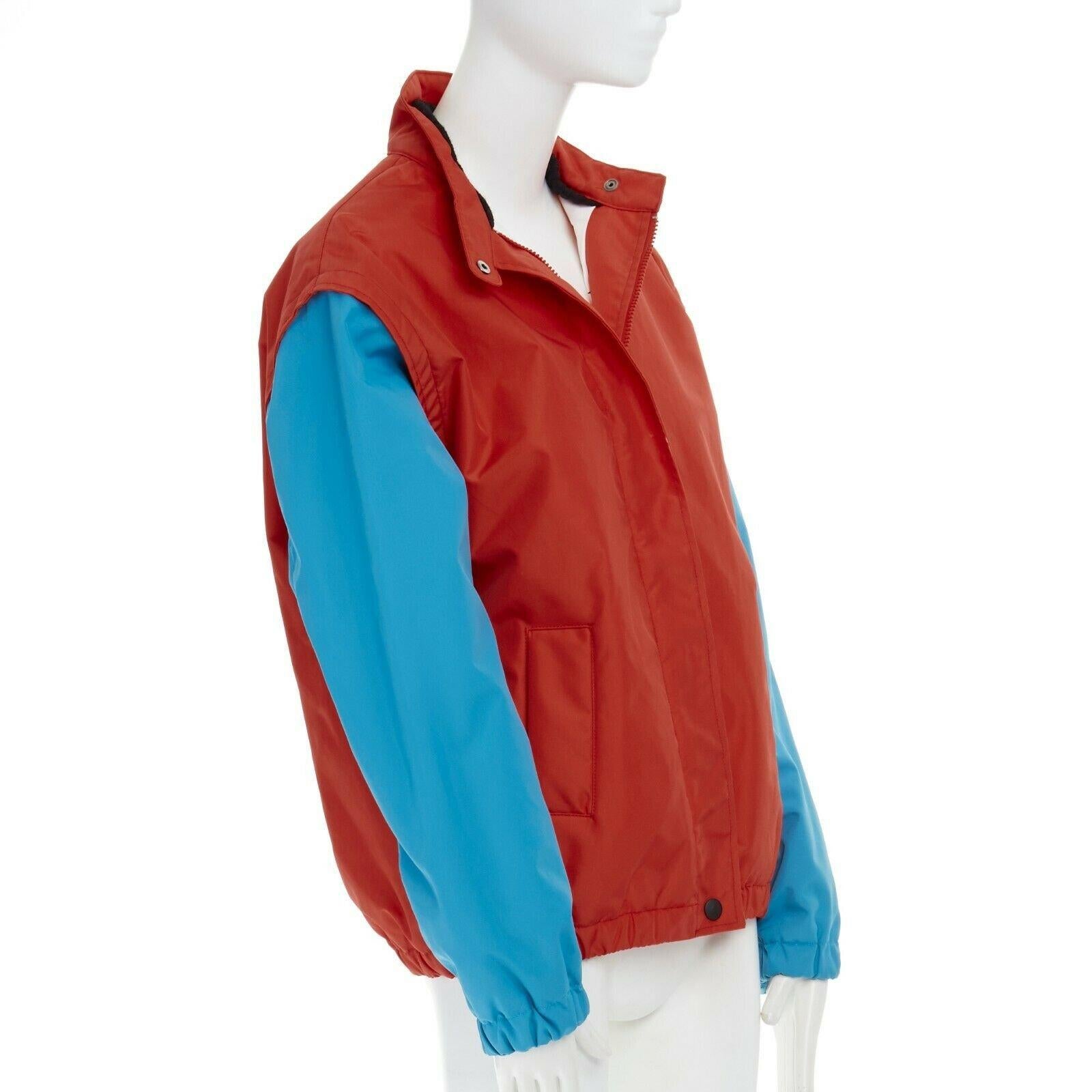 AU JOUR LE JOUR red blue sleeve skier lined water repellent shell jacket M In Good Condition In Hong Kong, NT