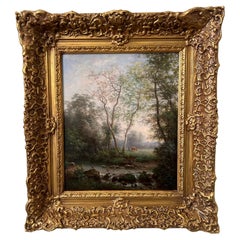 Au Pâturage, Claude Sebastien Hugard De La Tour (1816-1885), Oil on Canvas