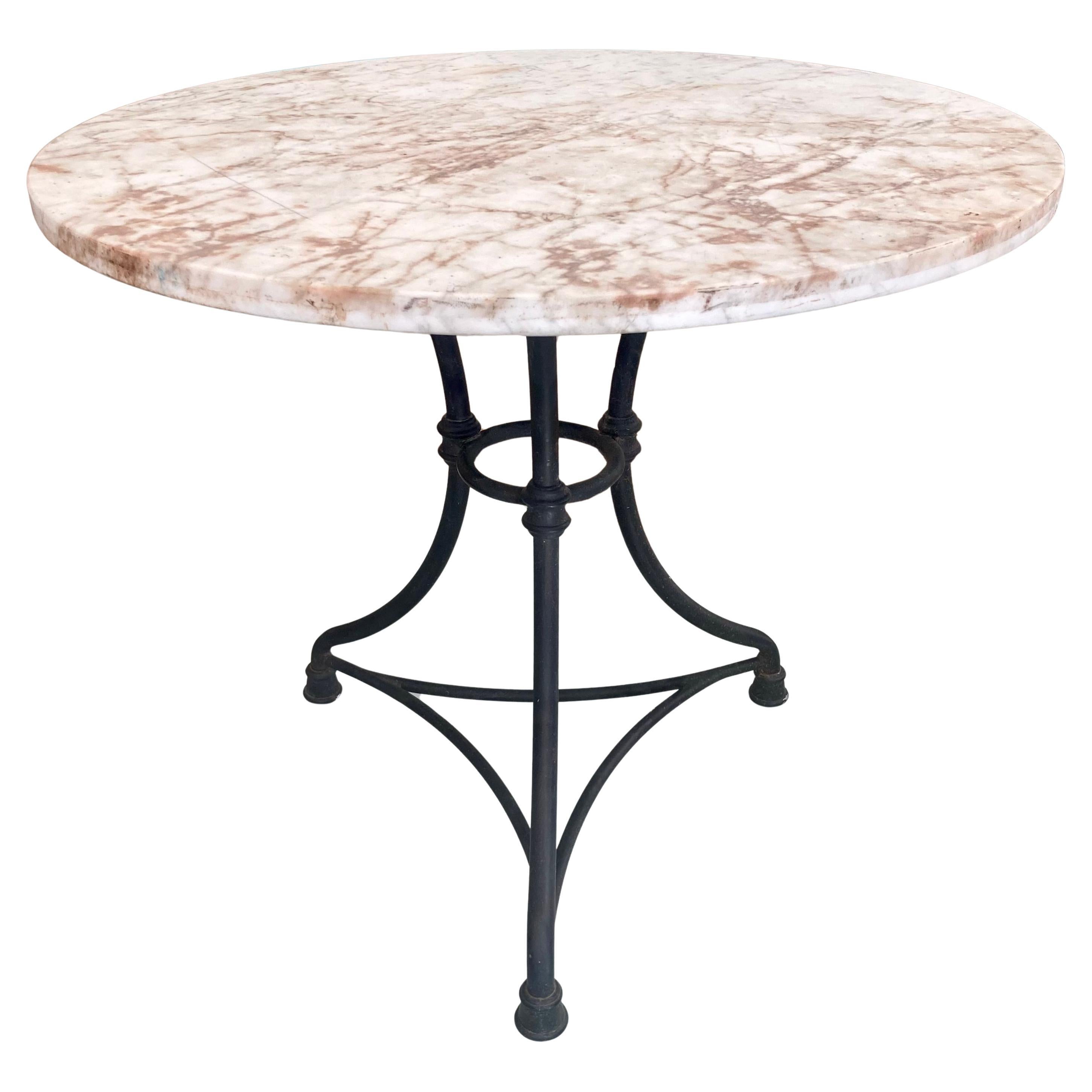 Au Petit Parisian French Style Marble Top Cafe Table For Sale at 1stDibs