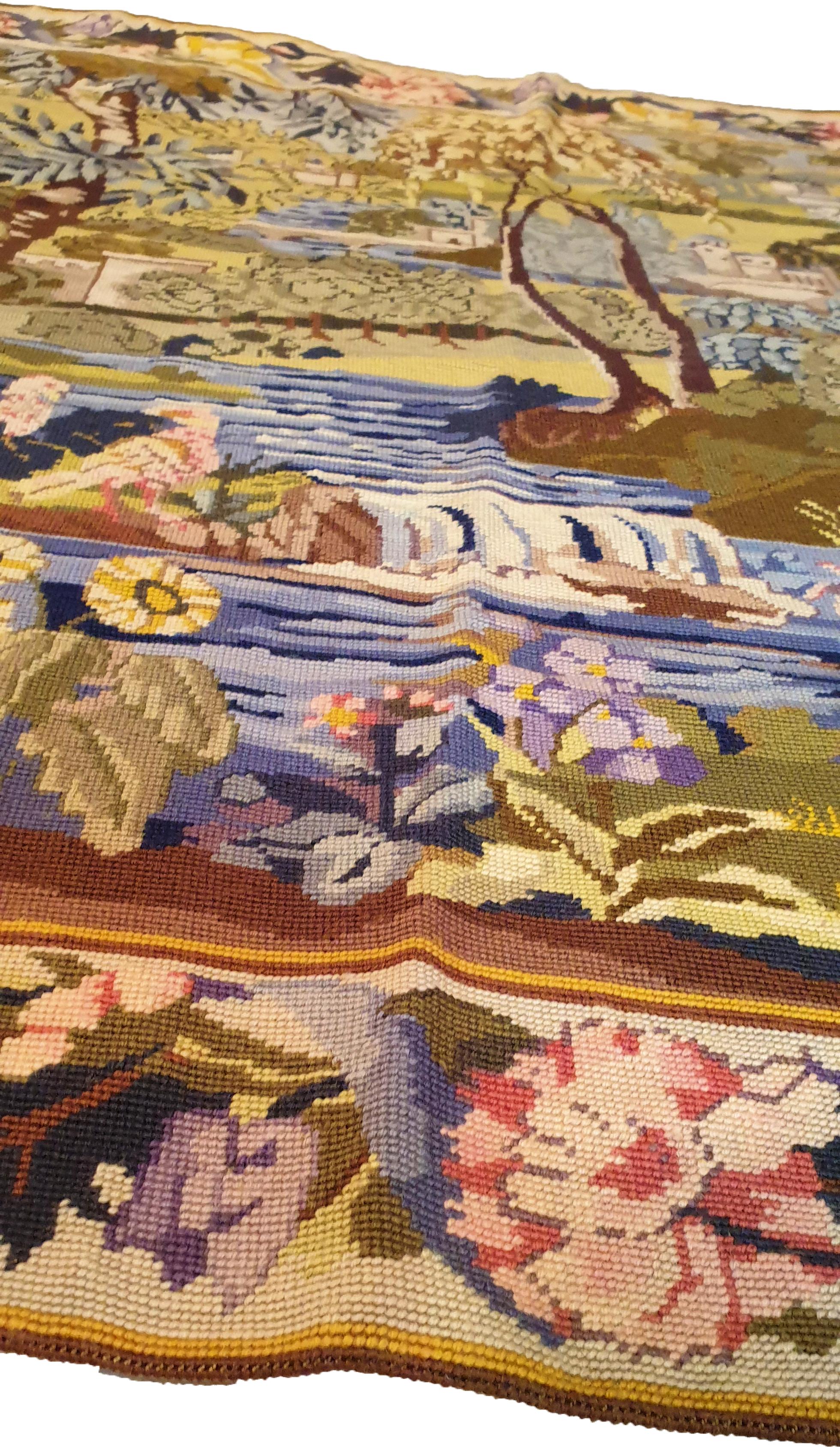 667 - „Au Petit Point“-Textil, Aubusson, 19. Jahrhundert (Handgewebt) im Angebot