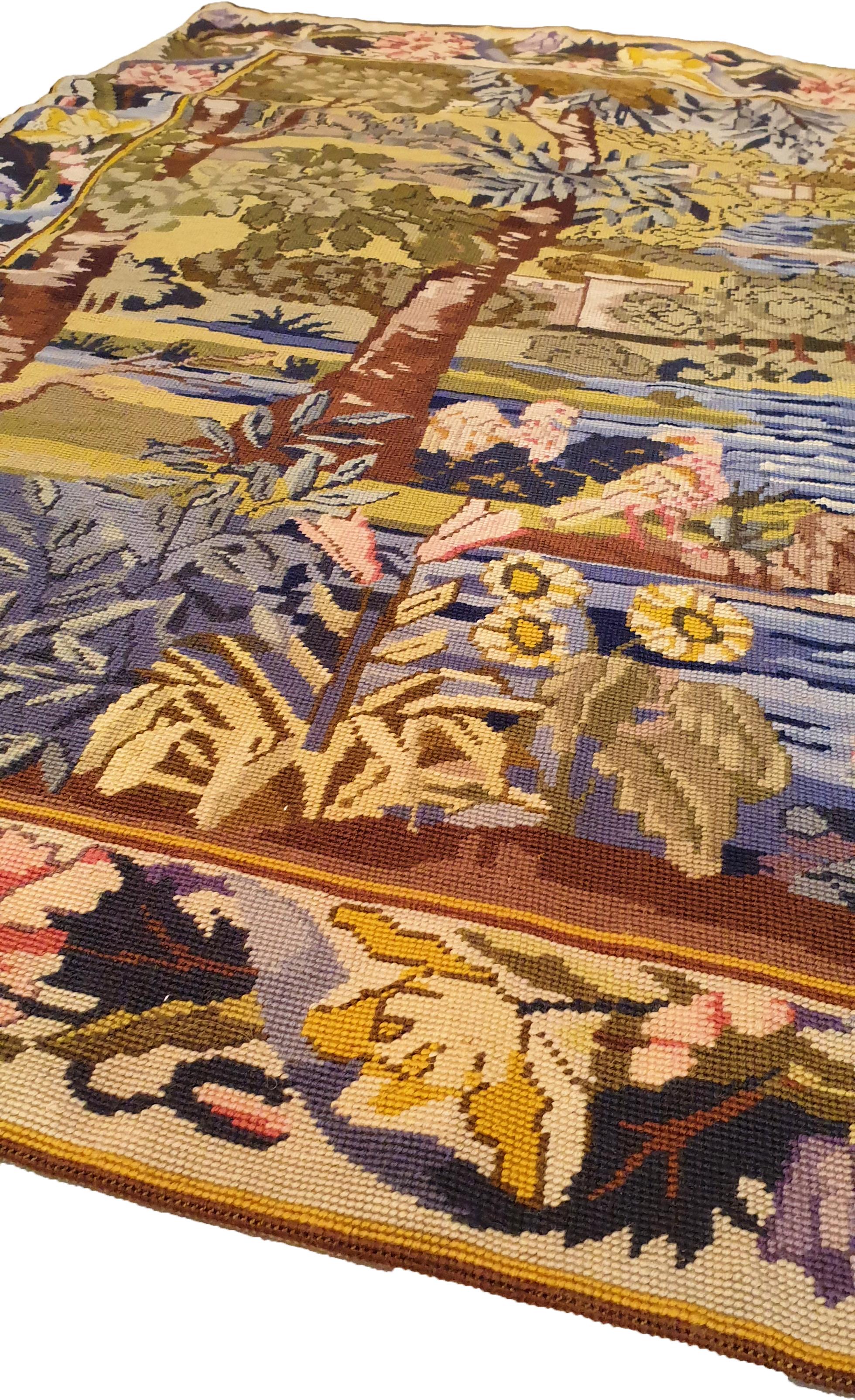 667 - „Au Petit Point“-Textil, Aubusson, 19. Jahrhundert im Zustand „Gut“ im Angebot in Paris, FR
