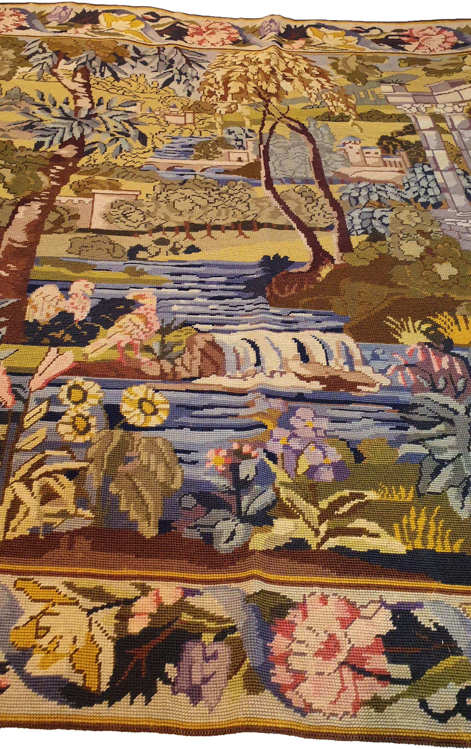 667 - „Au Petit Point“-Textil, Aubusson, 19. Jahrhundert (Wolle) im Angebot