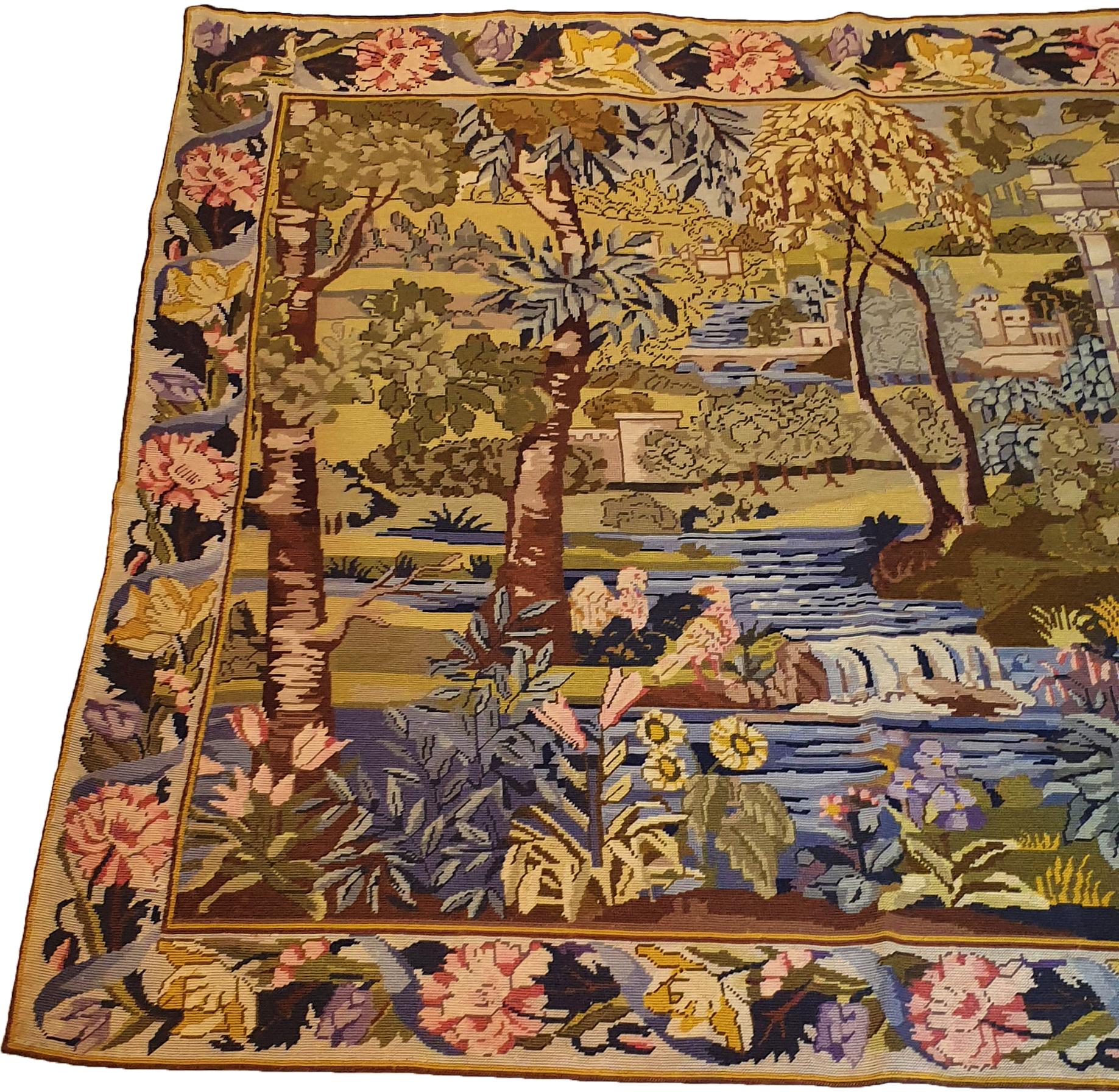 667 - „Au Petit Point“-Textil, Aubusson, 19. Jahrhundert im Angebot 1