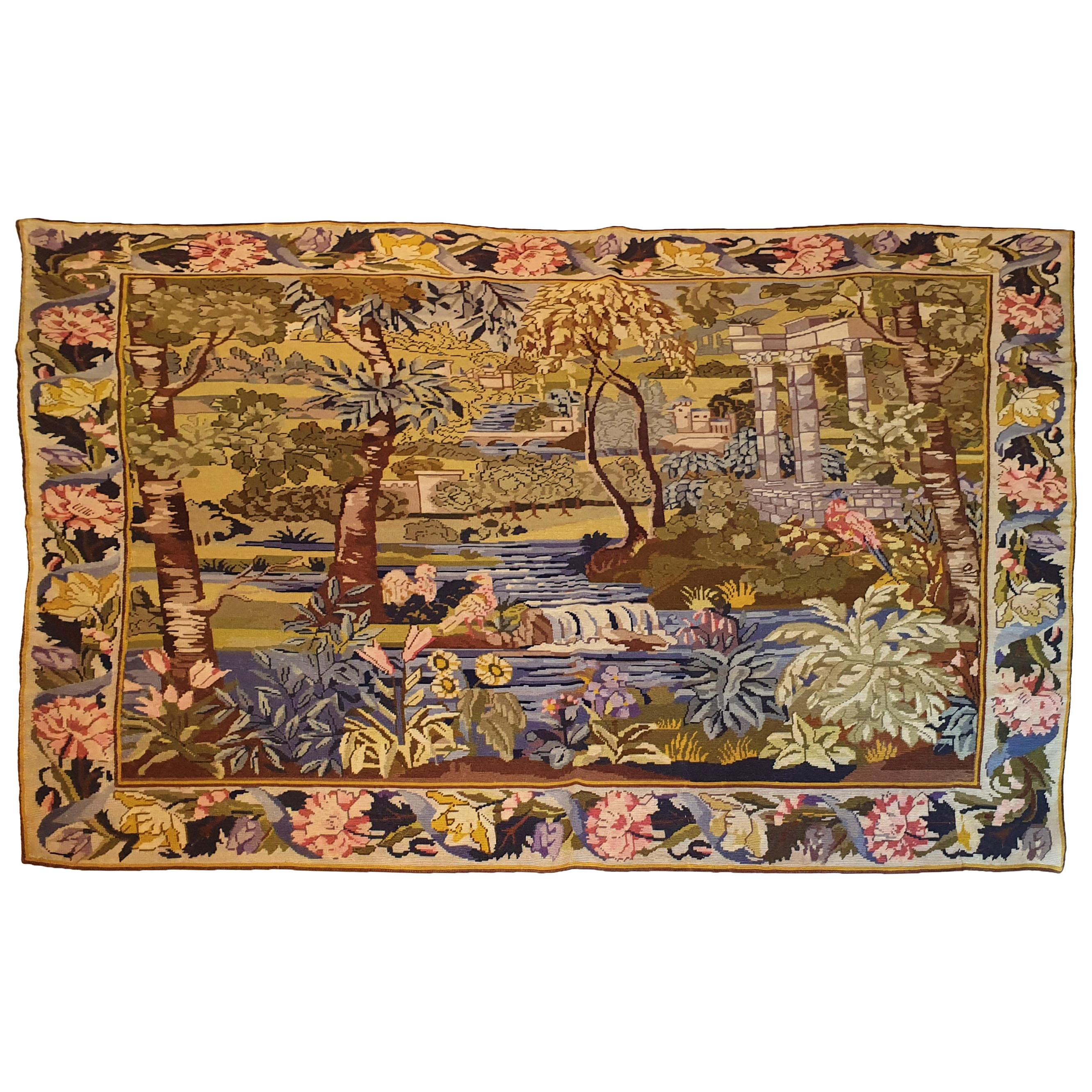 667 - „Au Petit Point“-Textil, Aubusson, 19. Jahrhundert im Angebot