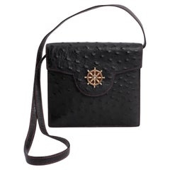Used Au Sellier Deauville ostrich bag