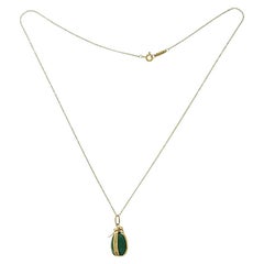 Au Tiffany & Co. 18 Karat Yellow Gold Schlumberger Green Malachite Egg Necklaces