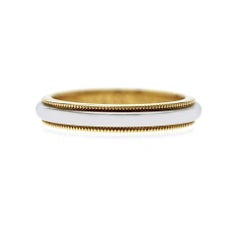 Au Tiffany & Co. 18K Gold & Platin Milgrain 3,5 mm Ehering Größe 6,5