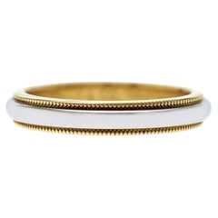 Au Tiffany & Co. 18K Gold & Platin Milgrain 3,5 mm Ehering Größe 6,5