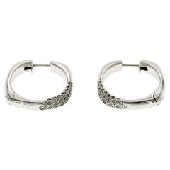 Au Tiffany & Co 18K White Gold Diamonds Square Cushion Hoop Earrings