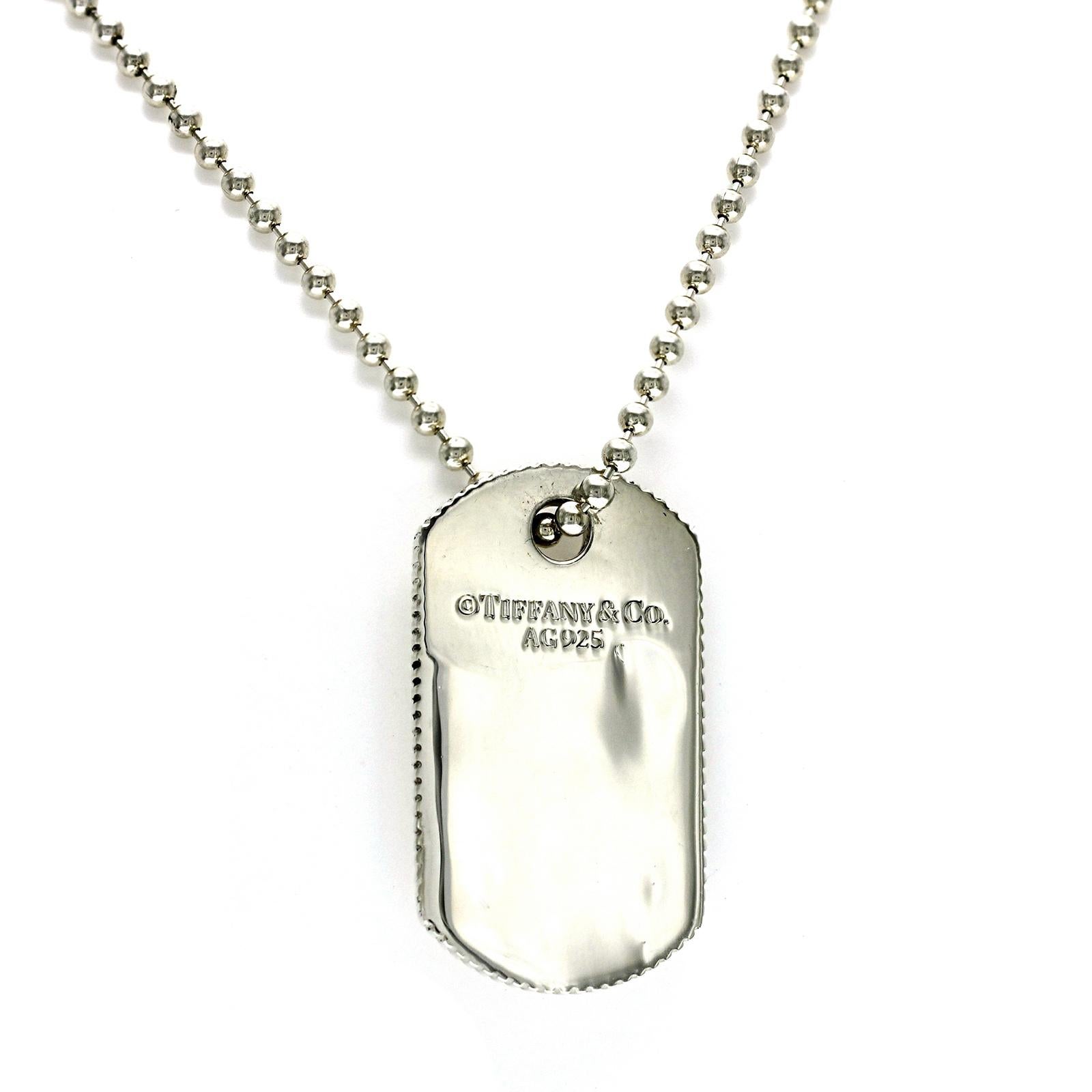 tiffany dog tag necklace silver