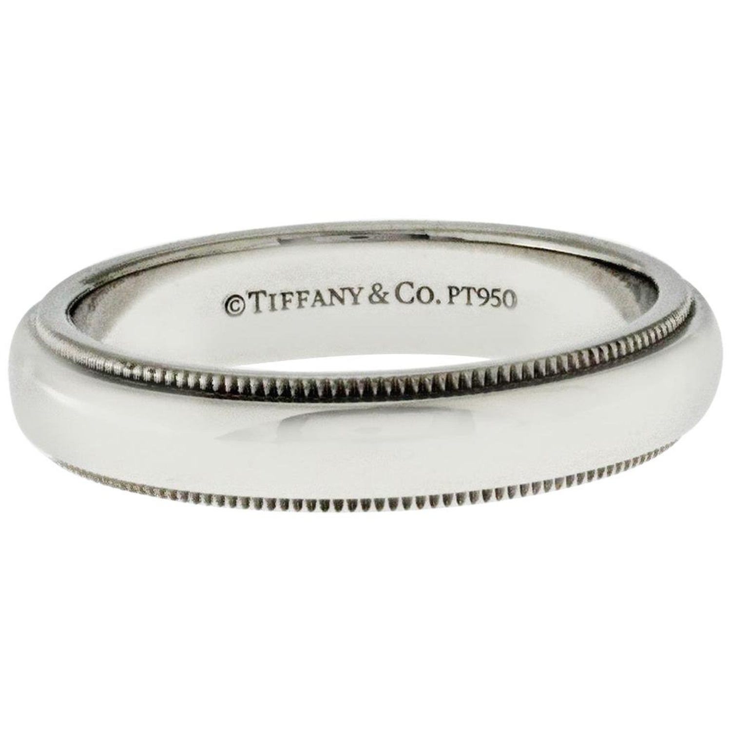 Au Tiffany and Co. 950 Platinum Milgrain Band Ring For Sale (Free Shipping)  at 1stDibs