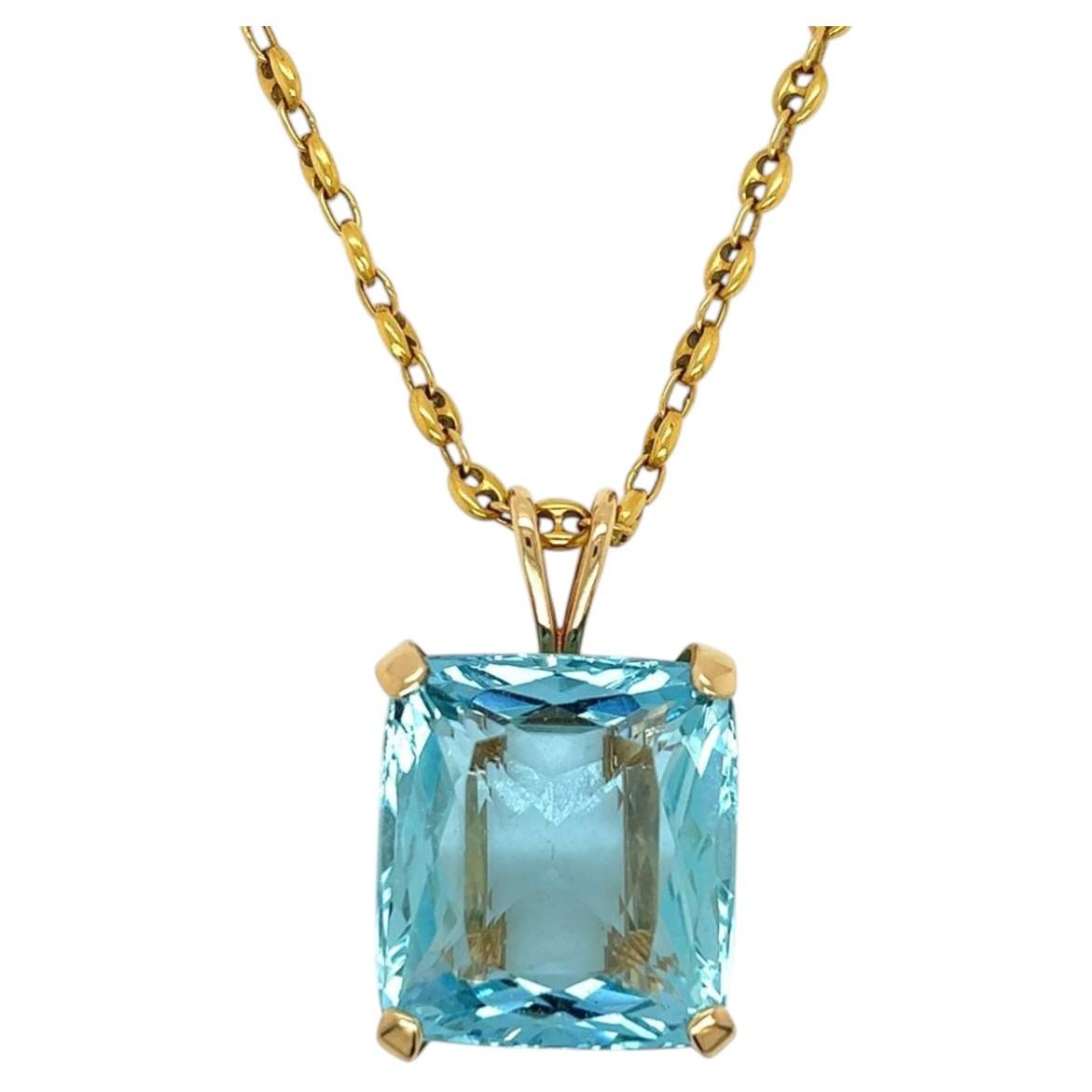 Collana con ciondolo AGL da 47,00 carati certificati AQUAMARINE in oro giallo 18 carati