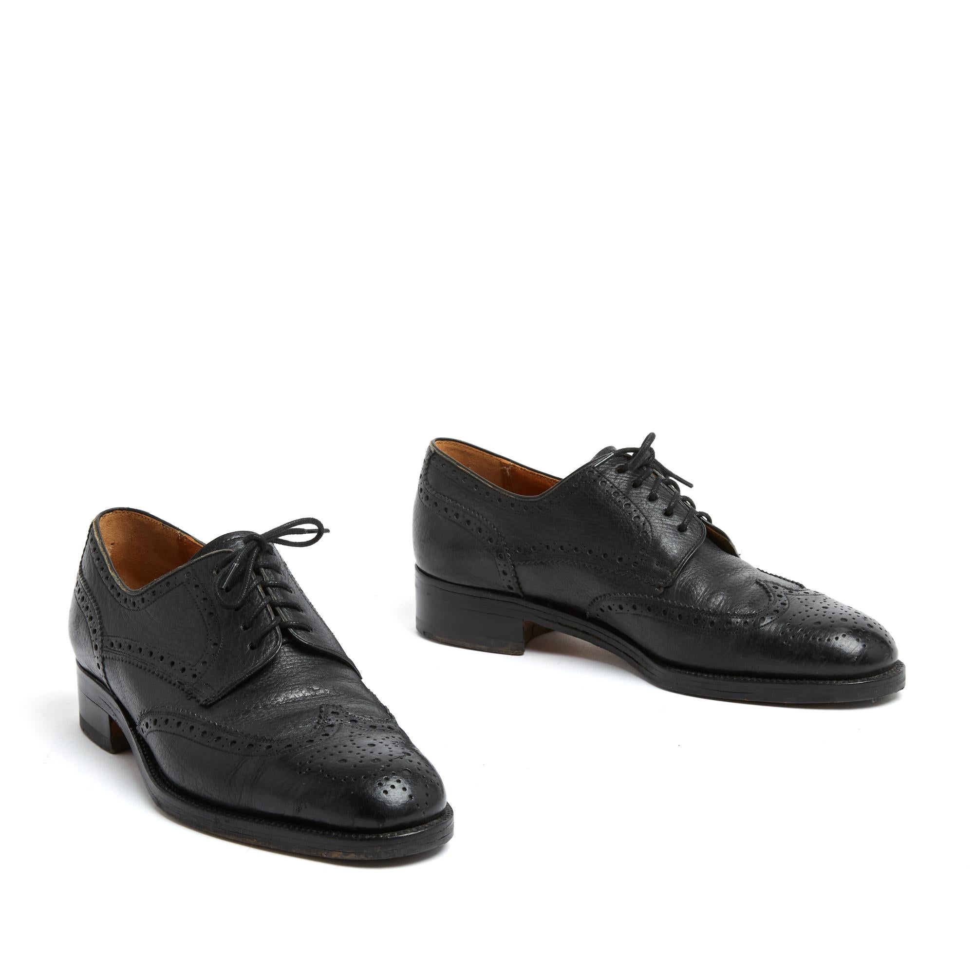 Noir Aubercy Derby Sur Mesure EU38.5 Black Leather Bespoke Shoes Derbies UK5.5 US8 en vente