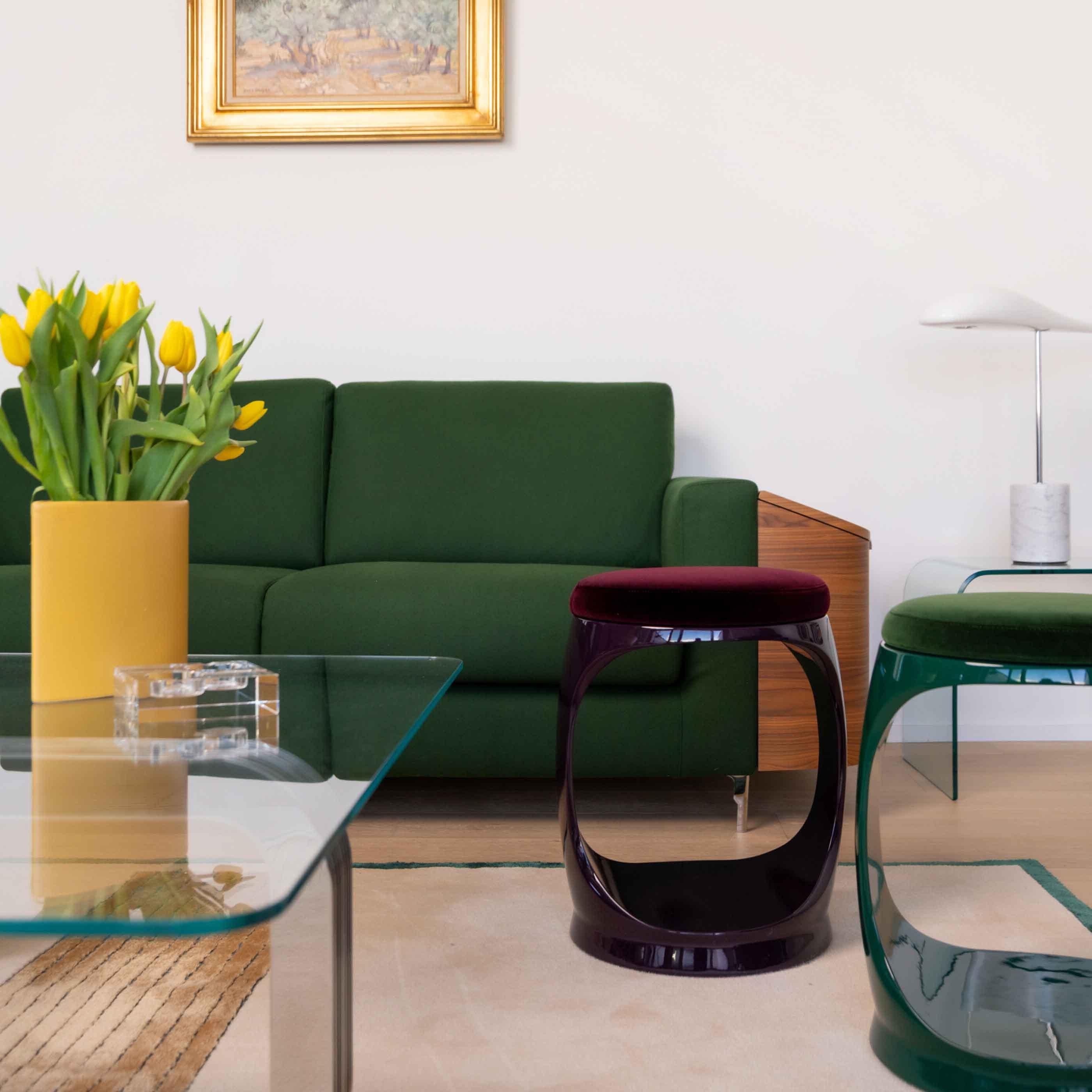 Organic Modern Aubergine Designer Stool by Cyril Rumpler Signet Ring For Sale