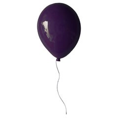 Aubergine glossy ceramic balloon sculpture handmade for wall, ceiling