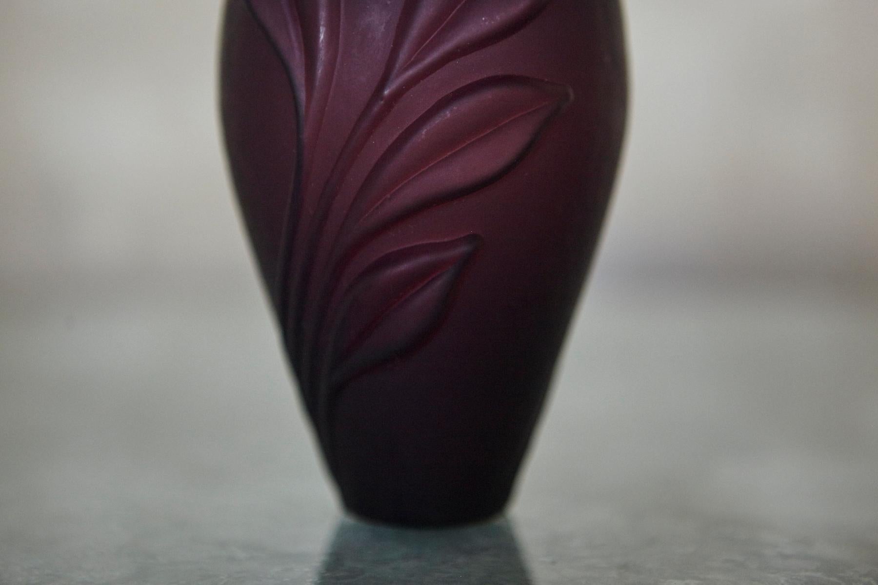 Aubergine Matte Glass Bud Vase, Minimal Single Stem Vase For Sale 5