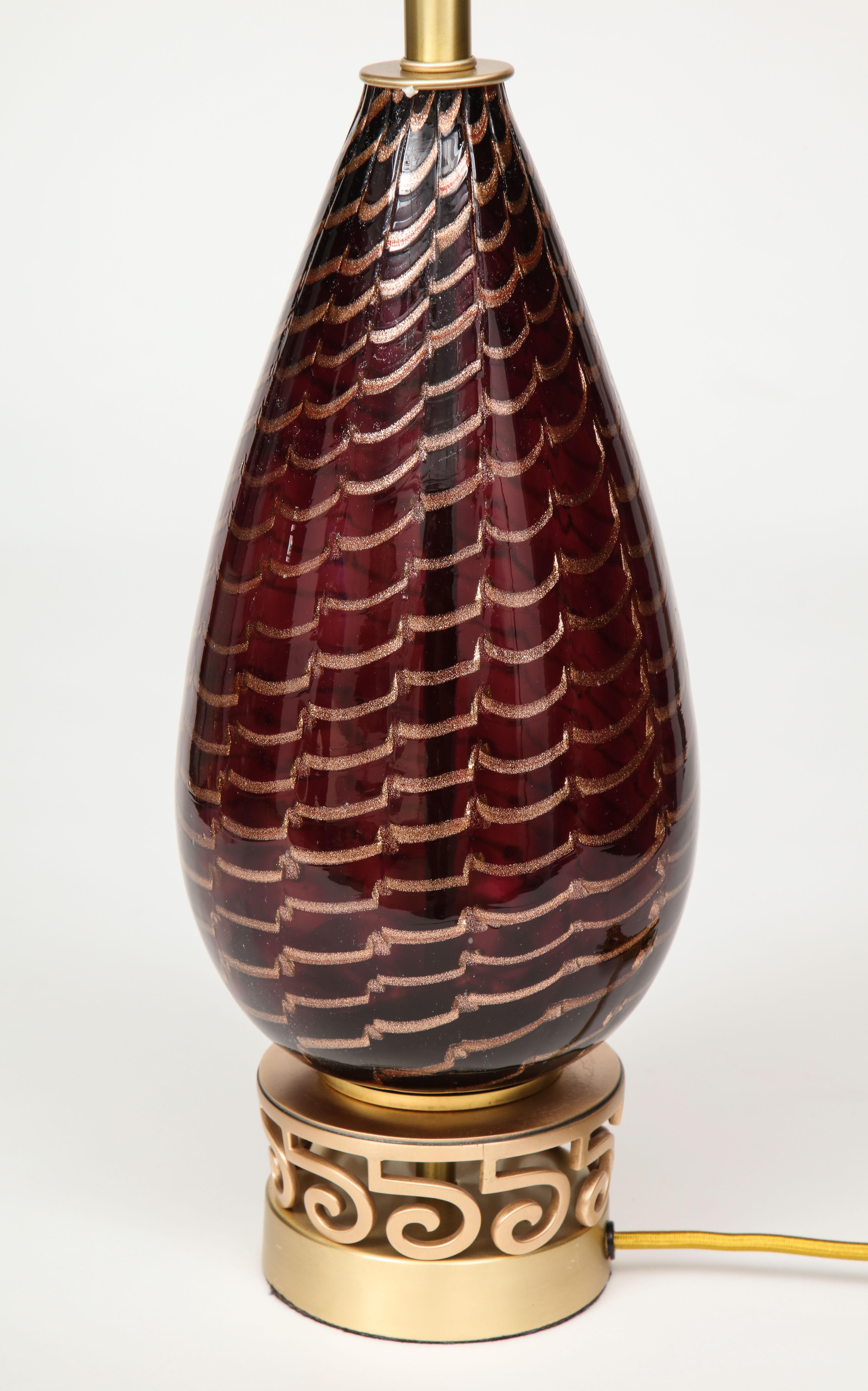 20th Century Aubergine Murano Glass Lamps
