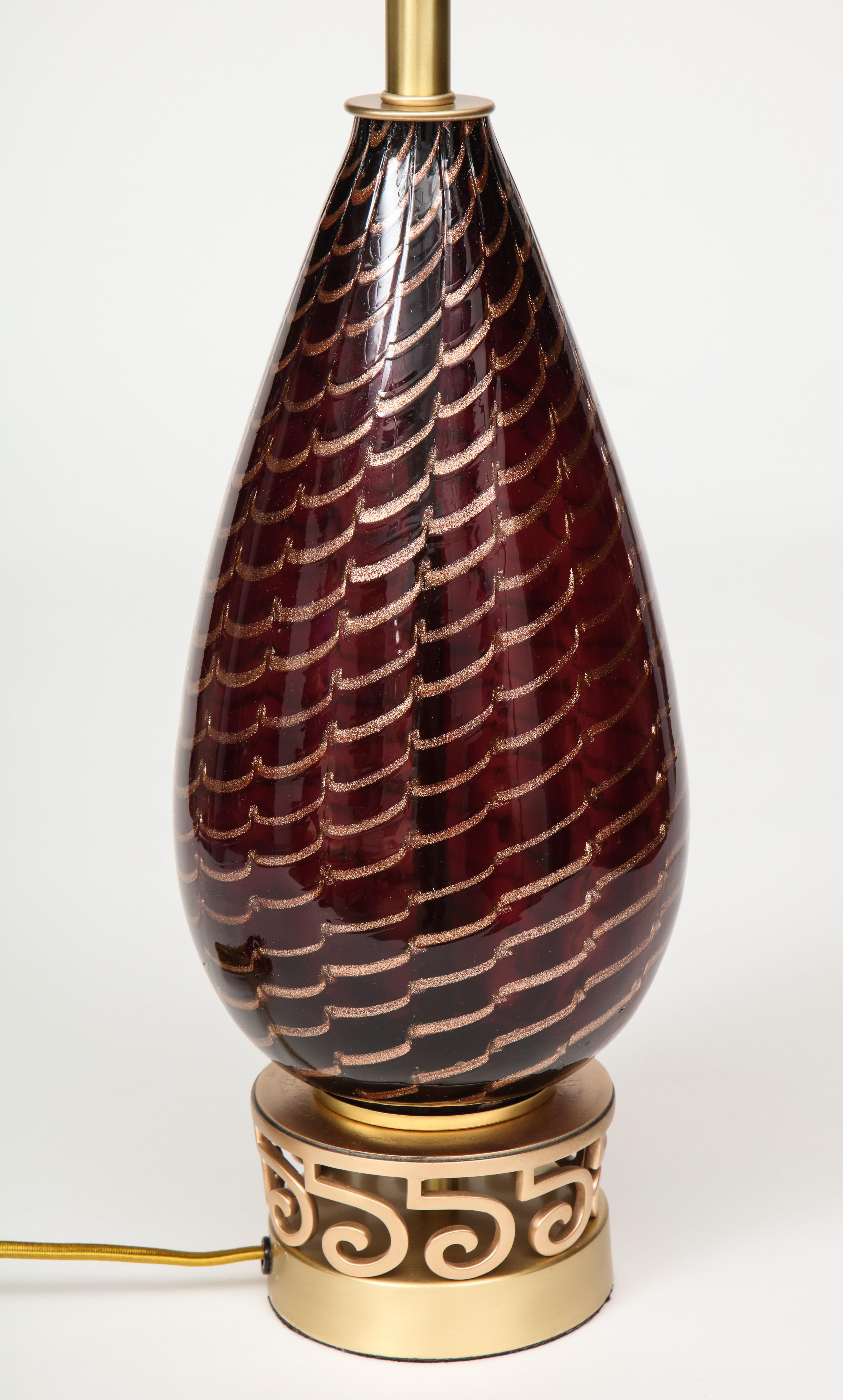Aubergine Murano Glass Lamps 1