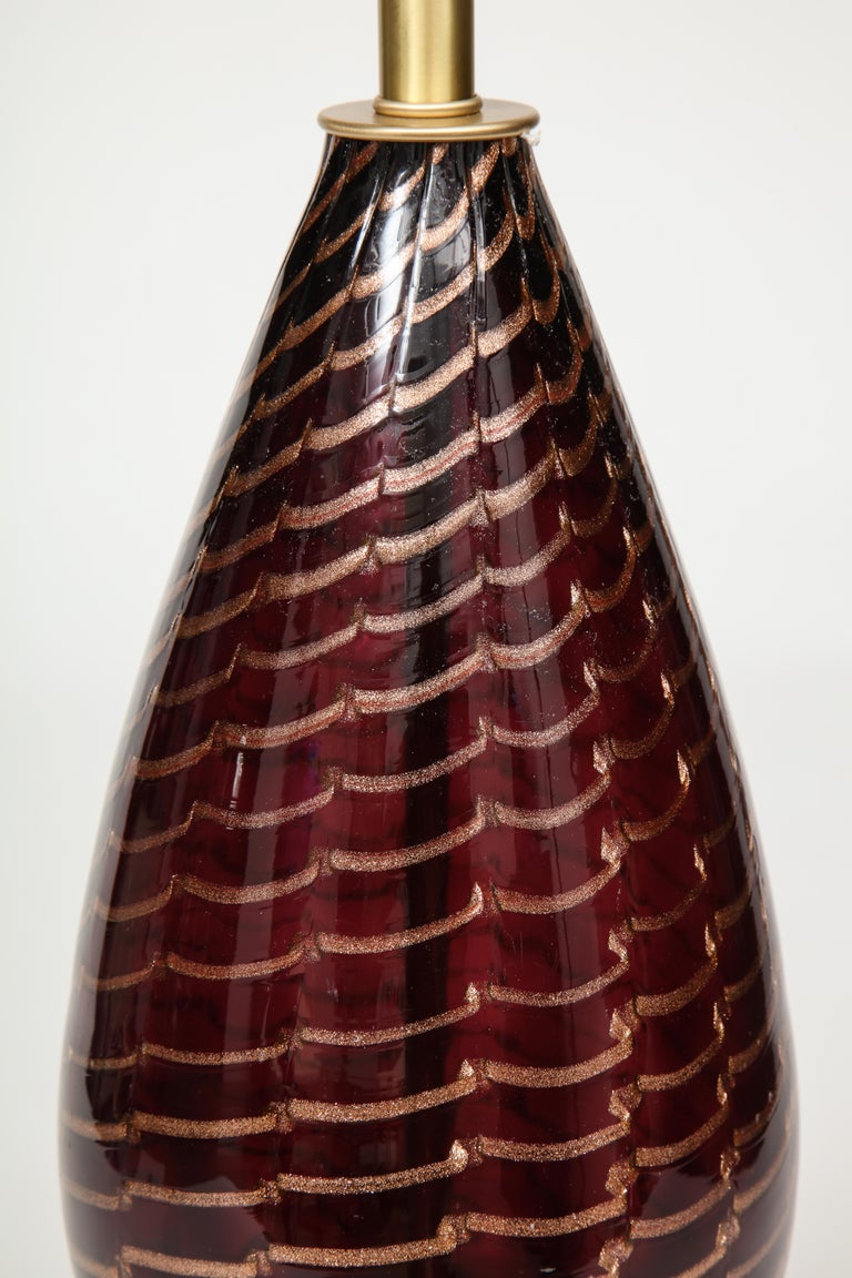 Aubergine Murano Glass Lamps For Sale 2