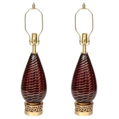 Aubergine Murano Glass Lamps