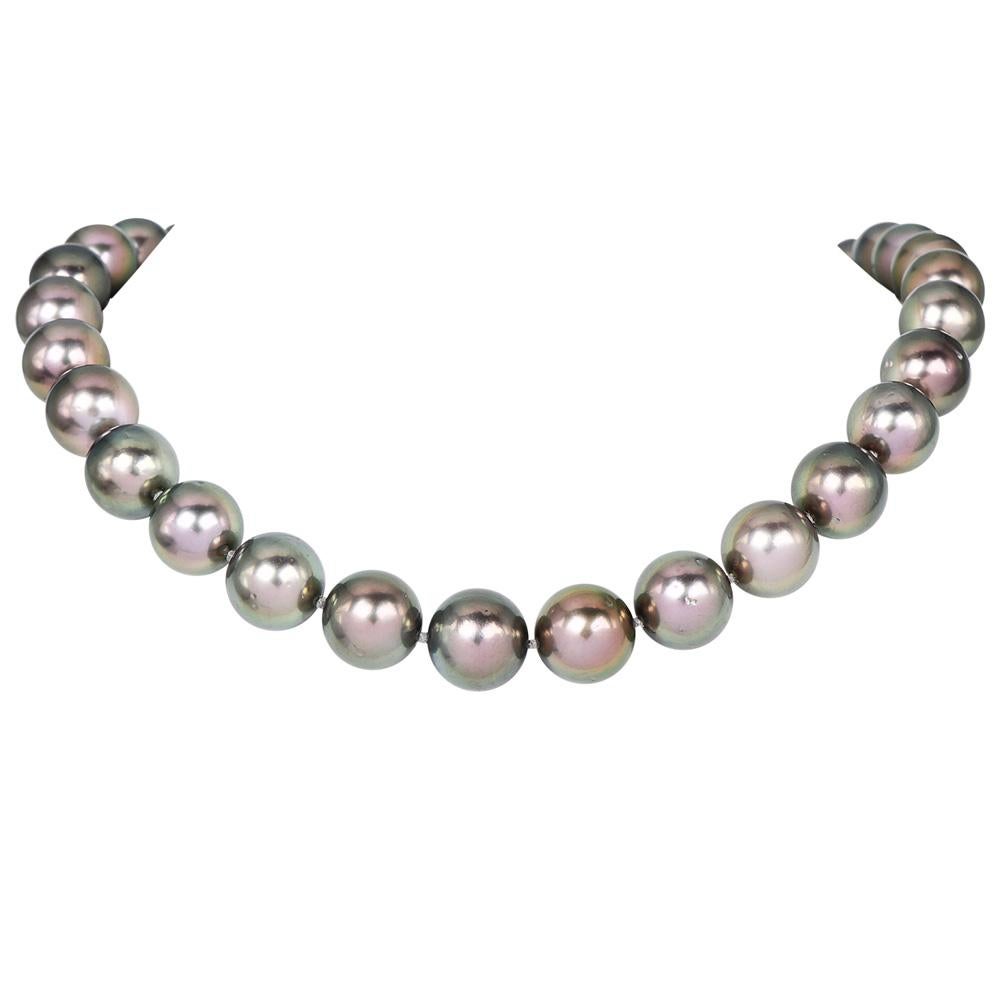 Aubergine Pearl Diamond Emerald 18K Clasp Statement Necklace