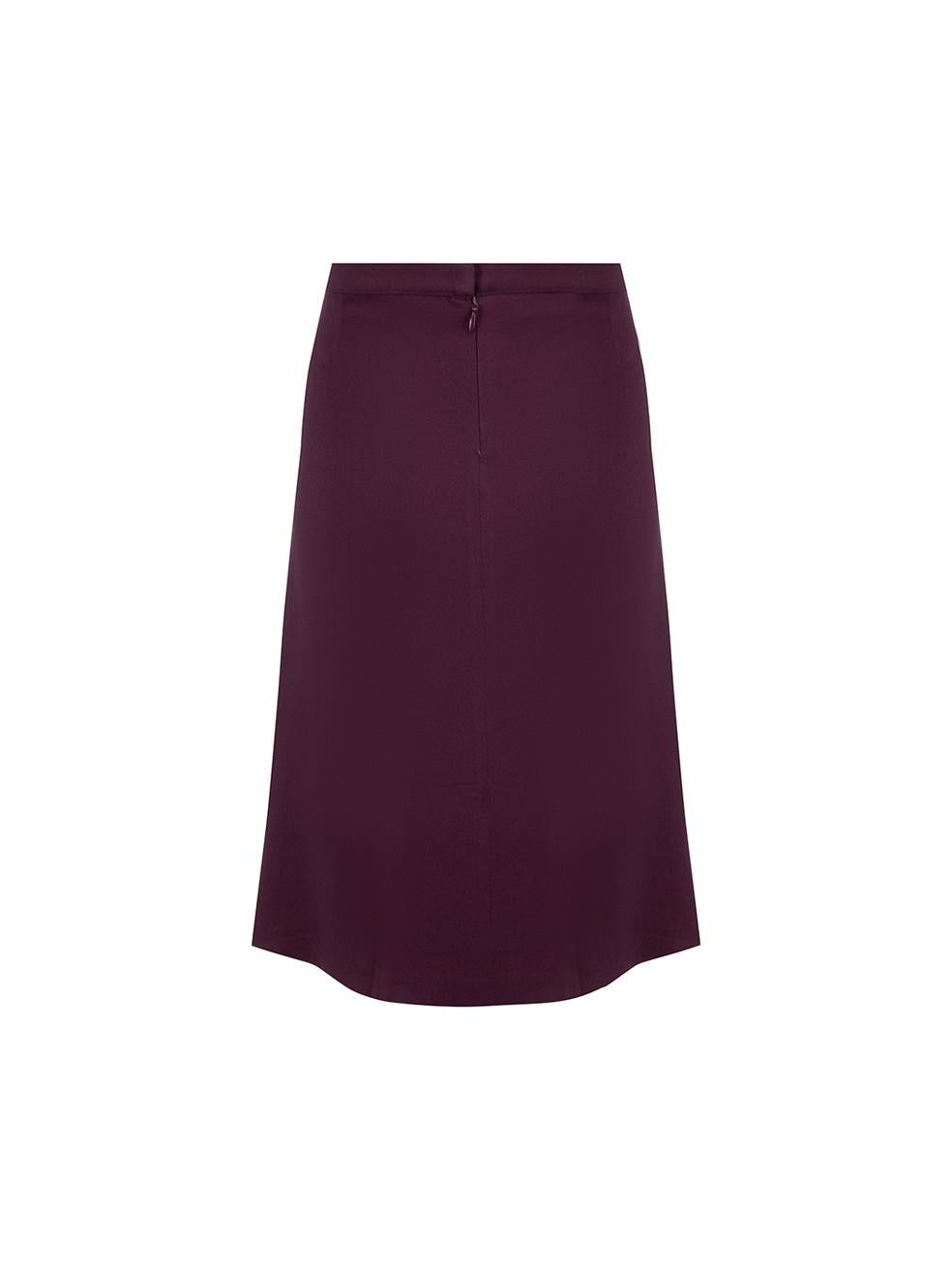 Aubergine Ruched Detail Skirt Size L In Good Condition For Sale In London, GB