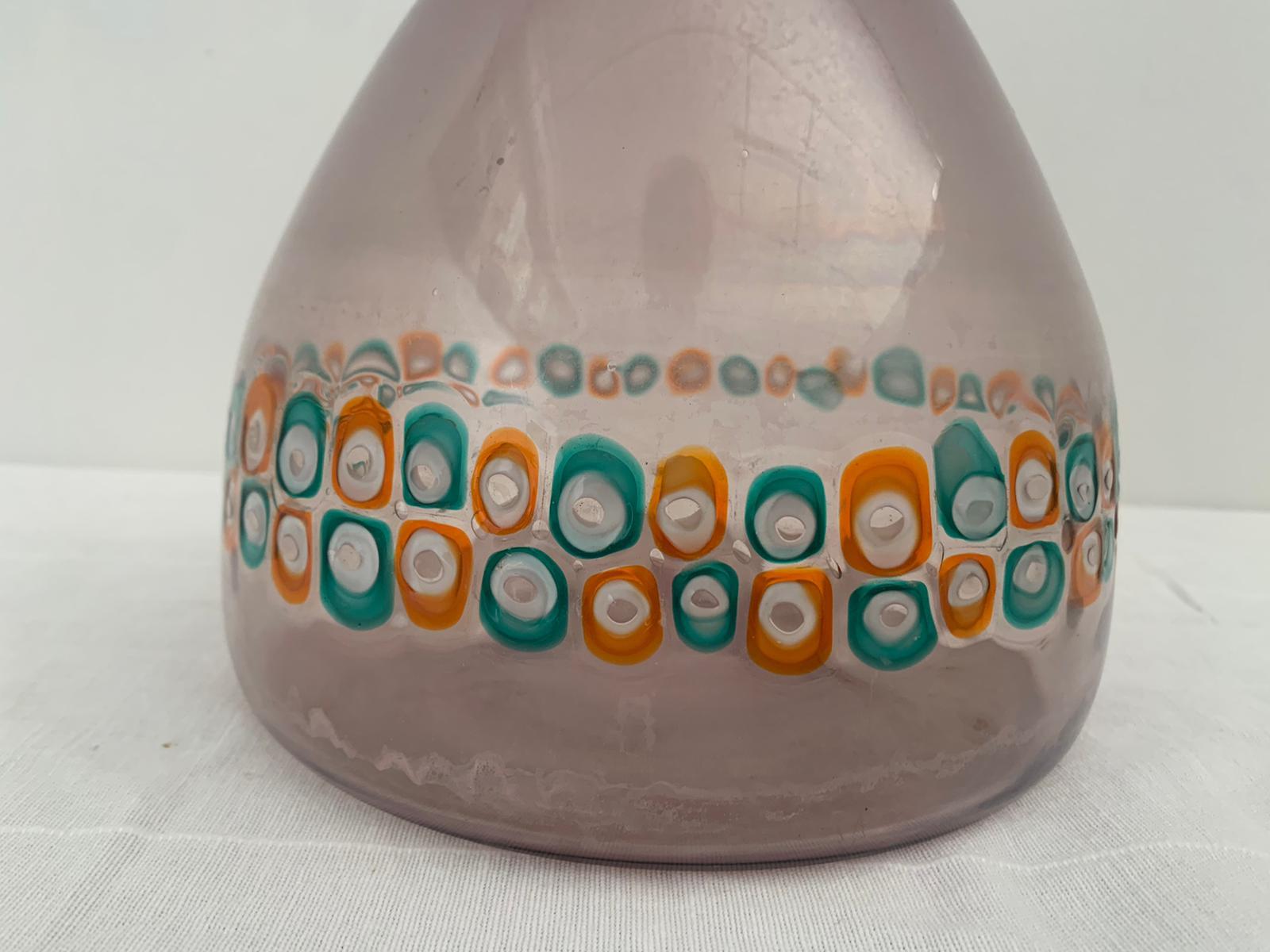 Aubergine Truncated Cone Vase by Murrine from Vistosi In Excellent Condition For Sale In Montelabbate, PU