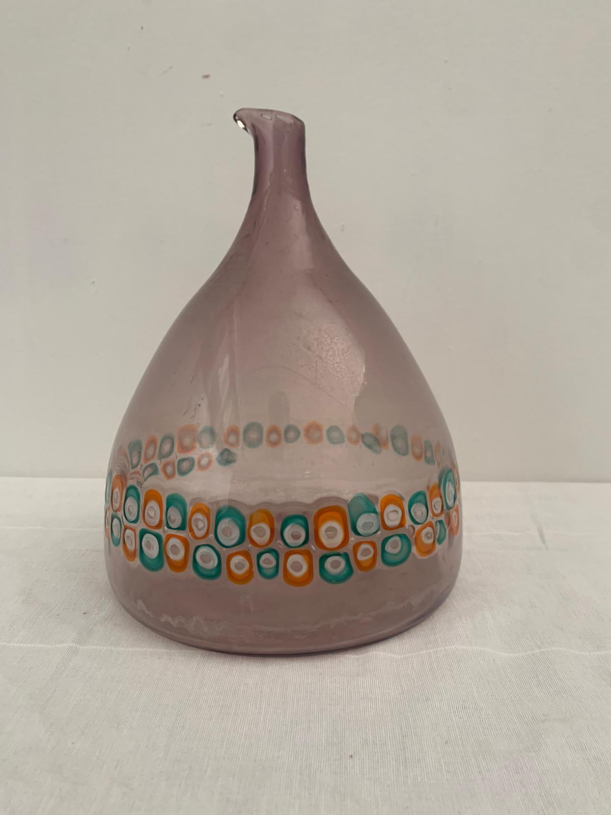Mid-20th Century Aubergine Truncated Cone Vase by Murrine from Vistosi For Sale