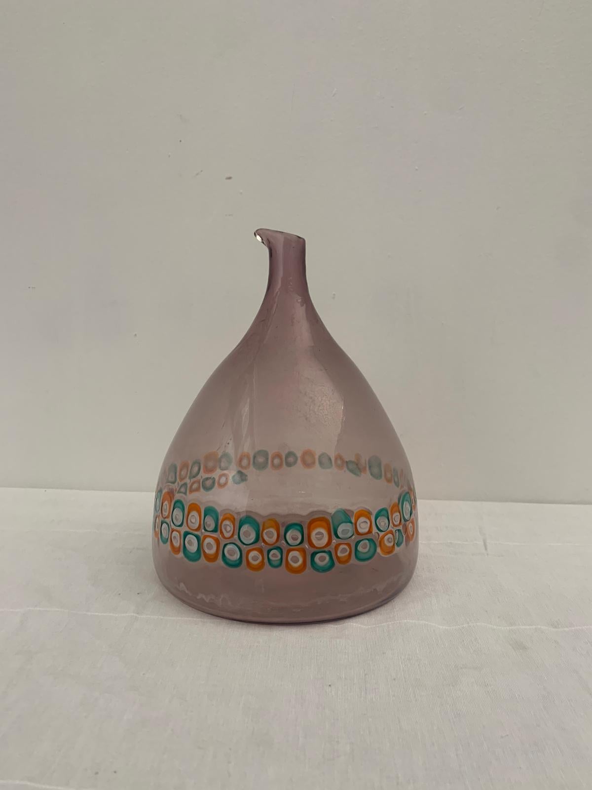Aubergine Truncated Cone Vase by Murrine from Vistosi For Sale 1