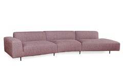 Aubergine gepolstertes, geschwungenes Sechseck-Sofa, Bensen
