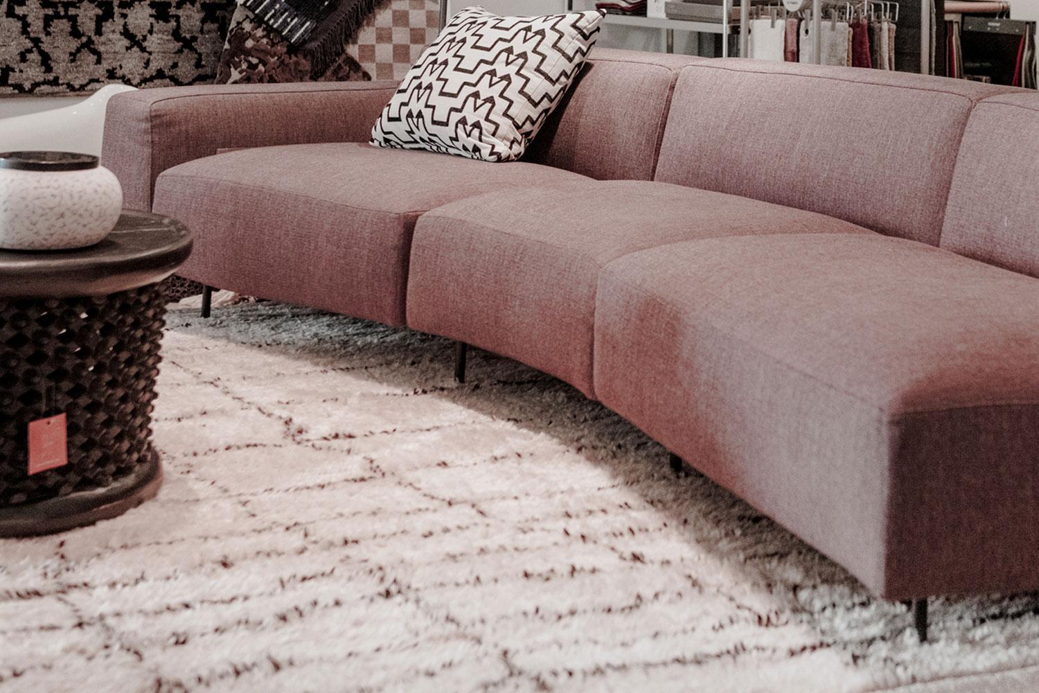 Italian Aubergine Upholstered Curved Sectional Sofa, Bensen