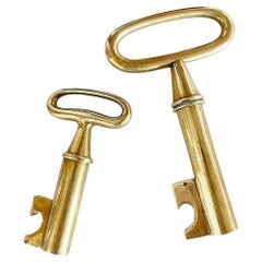 Auböck Big Brass Key Paperweight & Cork Screw, Midcentury, 1950s, Austria