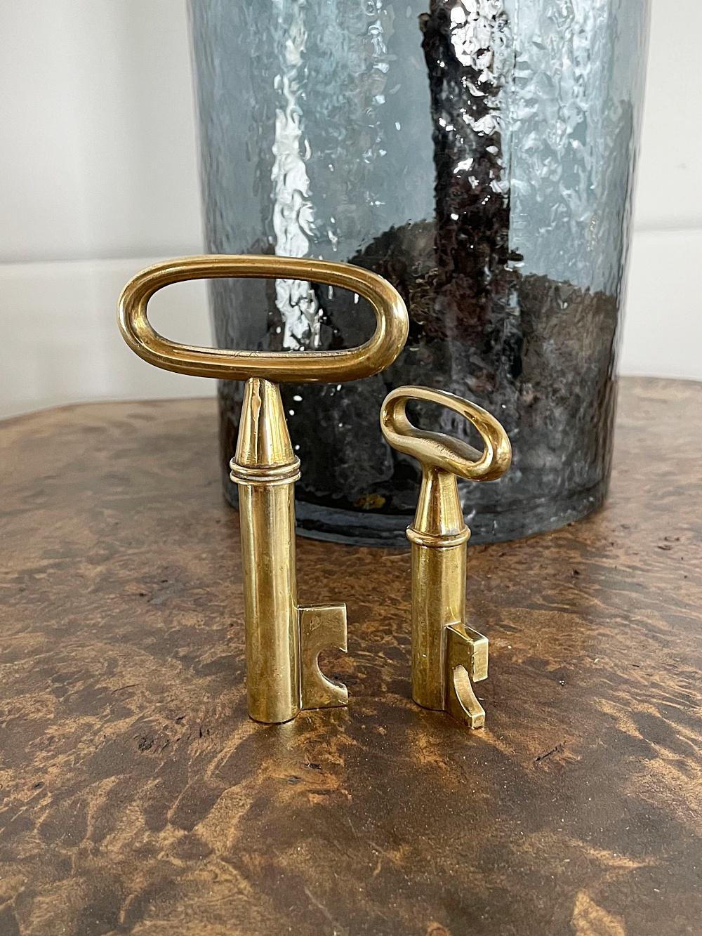 Hand-Crafted Auböck Big Brass Key Paperweight & Cork screw, Midcentury, 1950s, Austria