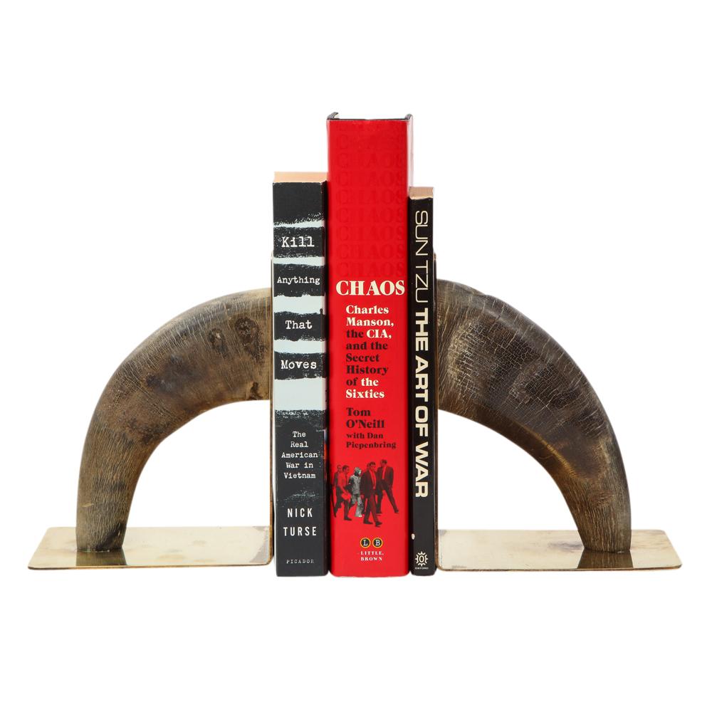 Auböck Bookends, Horn and Brass, Signed 3