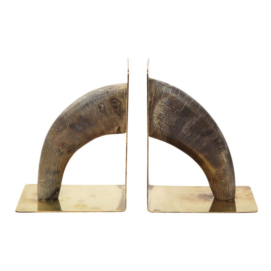 Auböck Bookends, Horn and Brass, Signed
