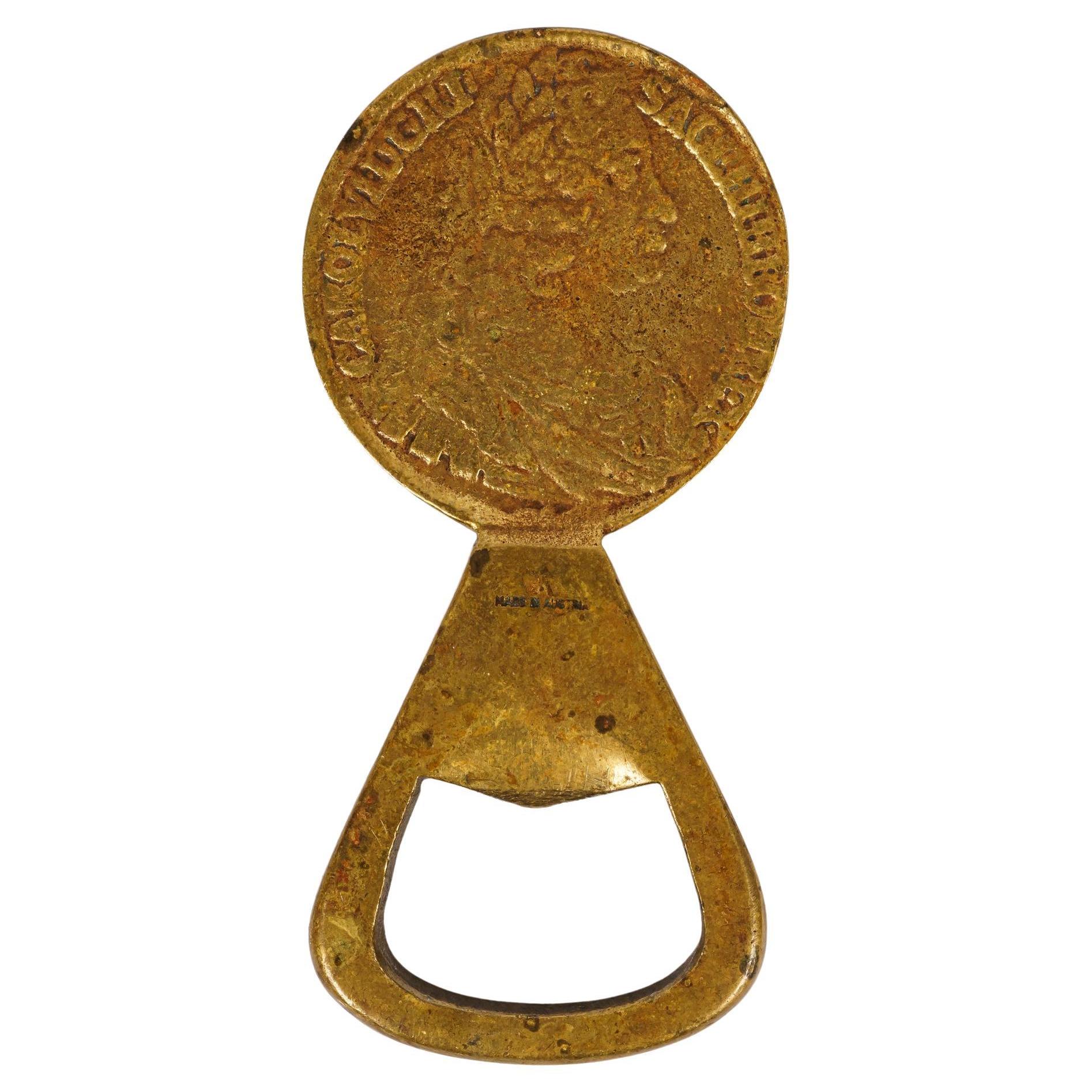 Auböck Brass Coin Bottle Opener, Around, 1950s For Sale