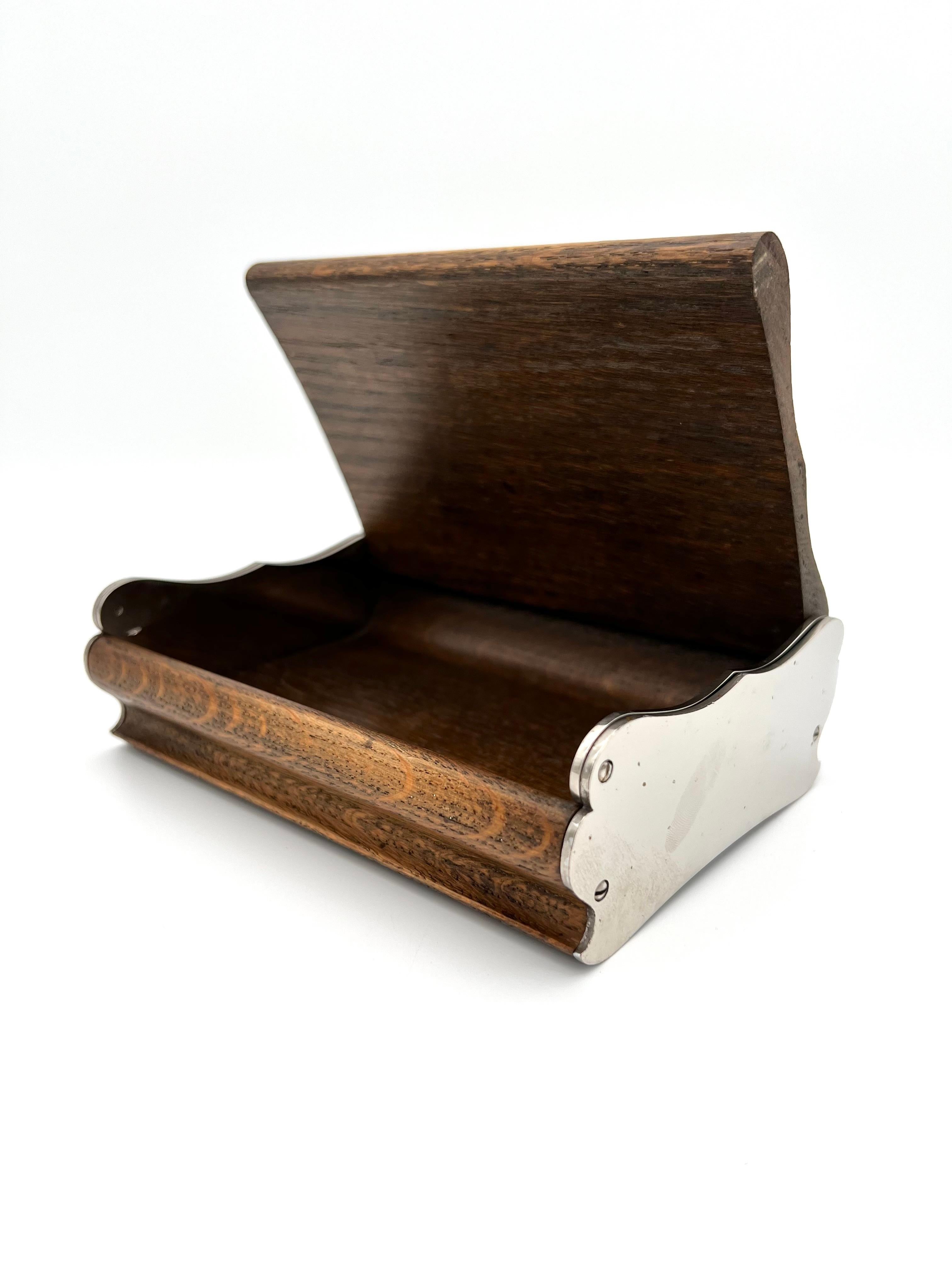 Auböck Cigarette Box, Ash Wood and Nickel Plated Brass, 1930s For Sale 5