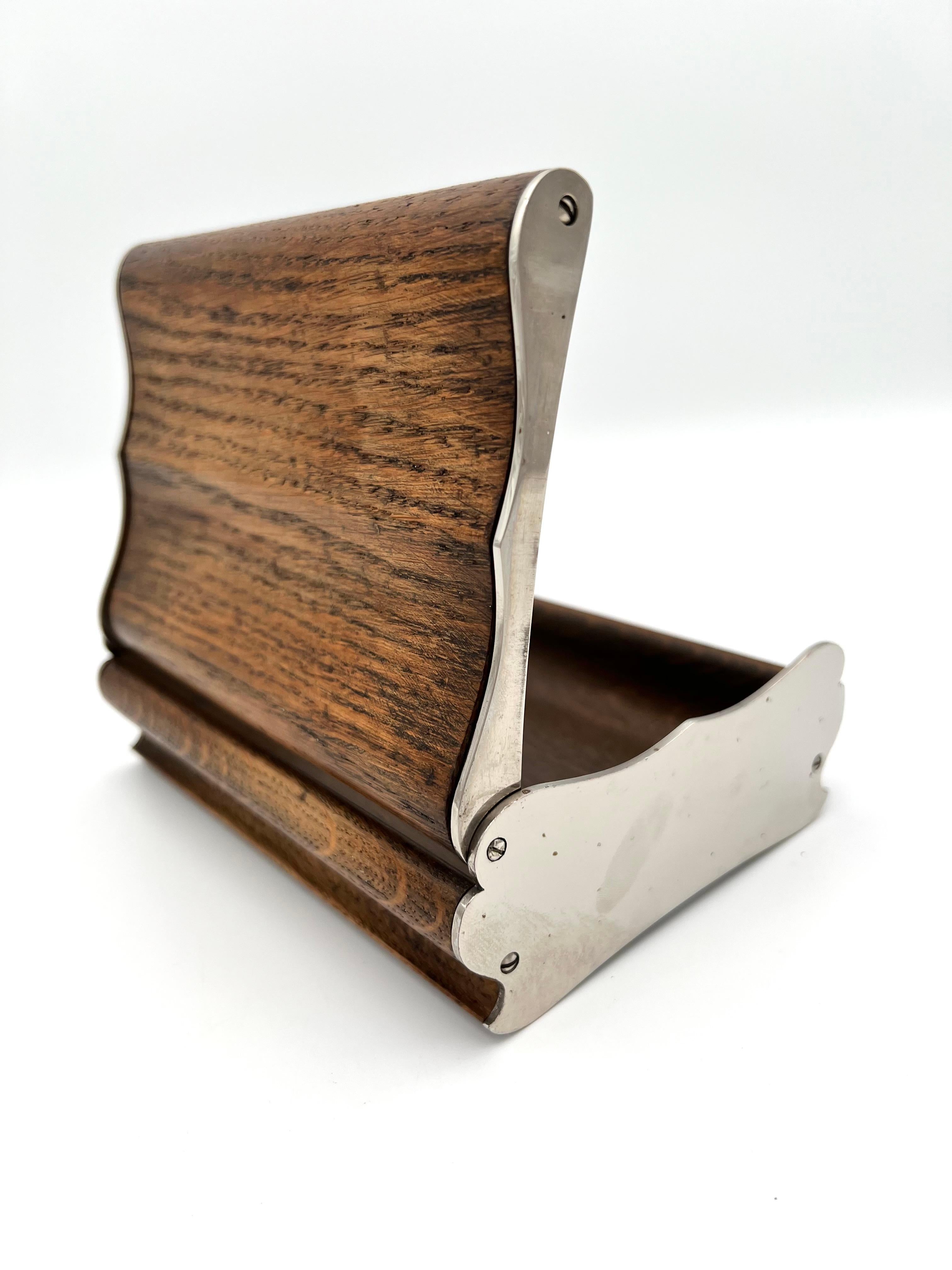 Auböck Cigarette Box, Ash Wood and Nickel Plated Brass, 1930s For Sale 1