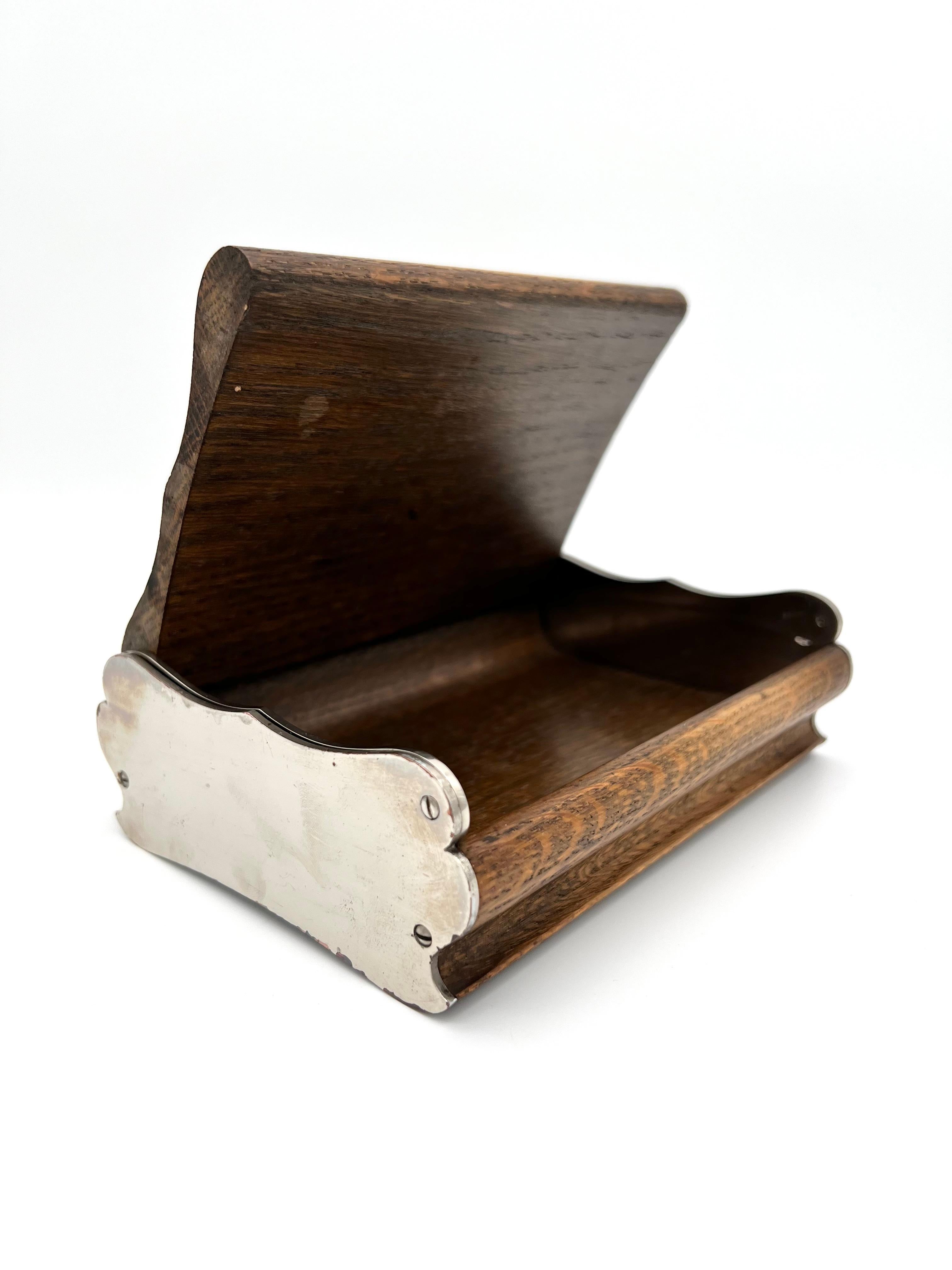 Auböck Cigarette Box, Ash Wood and Nickel Plated Brass, 1930s For Sale 4