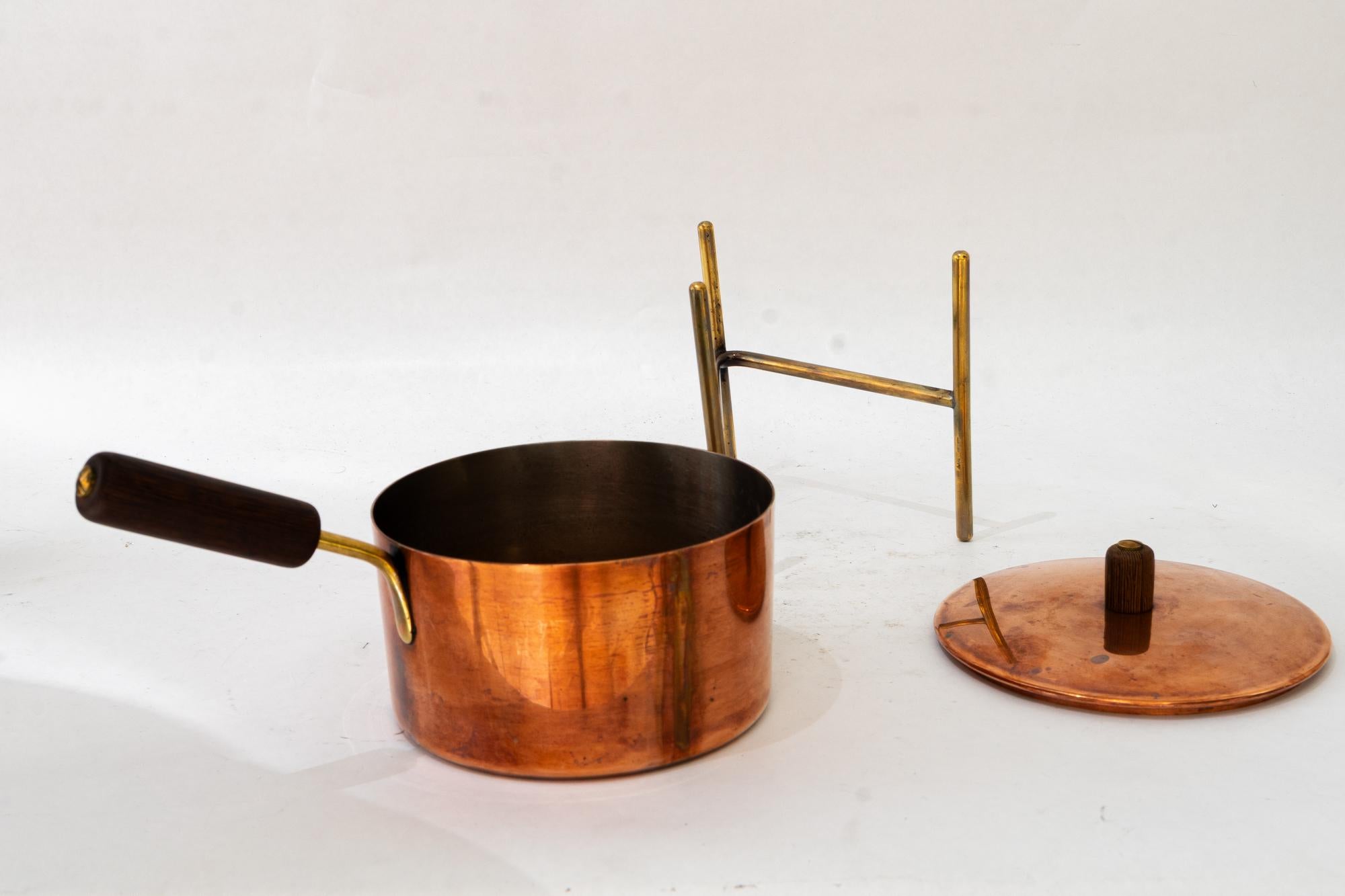Mid-20th Century Auböck copper water boiler with stand around 1950s ( marked on bottom ) For Sale