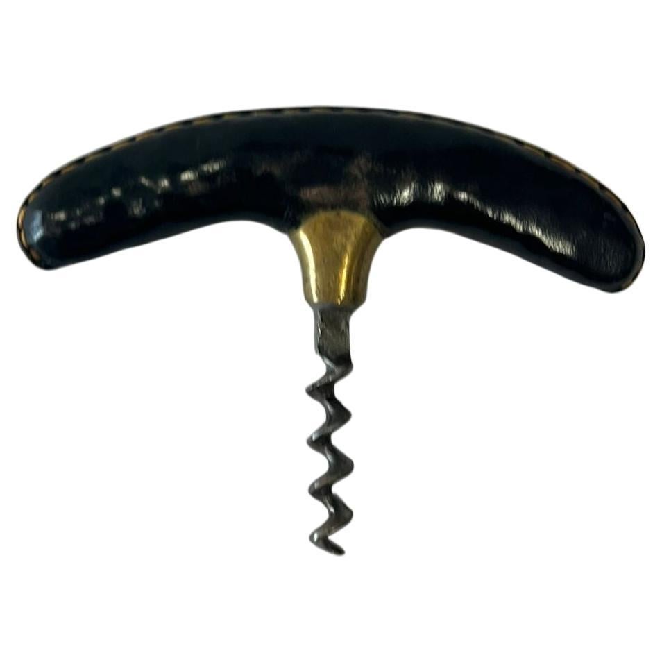 rare Auböck corkscrew with brass and leather, 1950, Vienna Austria, good original condition