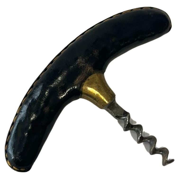 Mid-20th Century Auböck Corkscrew with Brass and Leather, Vienna Austria For Sale