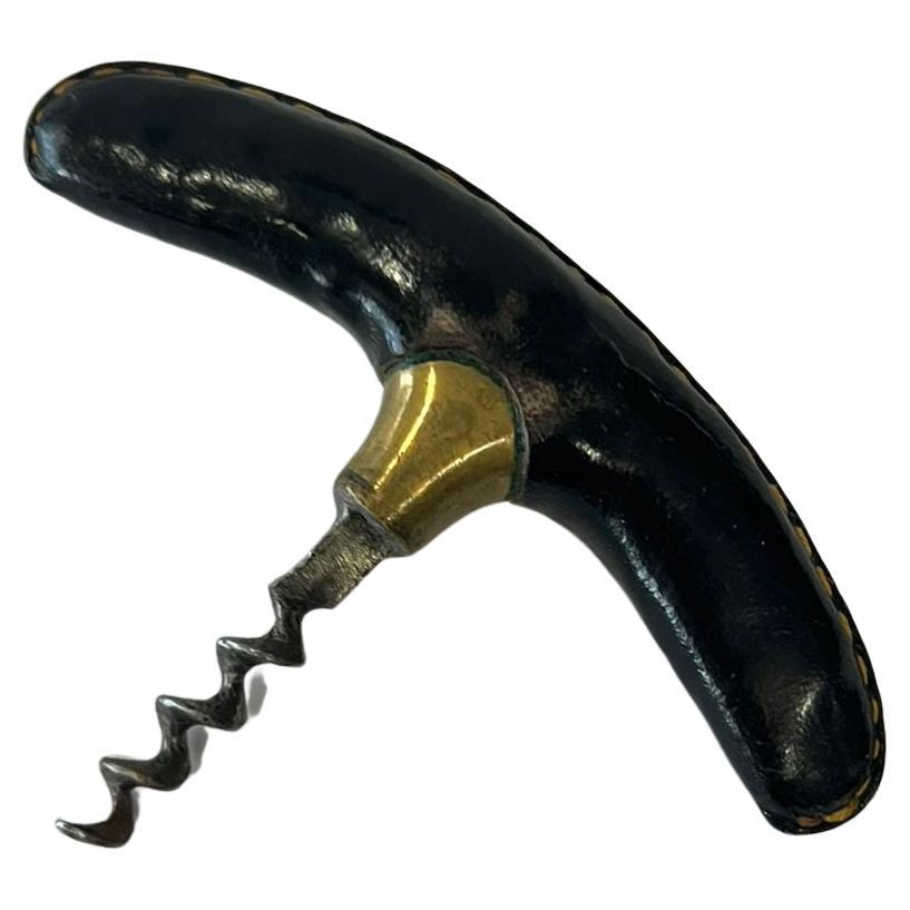 Auböck Corkscrew with Brass and Leather, Vienna Austria For Sale