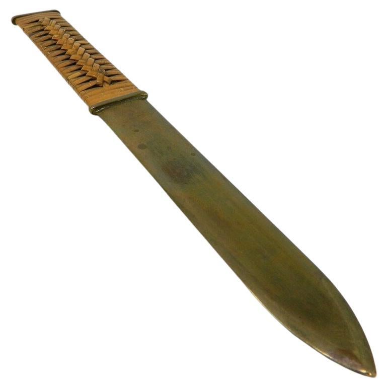 Auböck letter opener made of brass and rattan, , 1950s, Austria