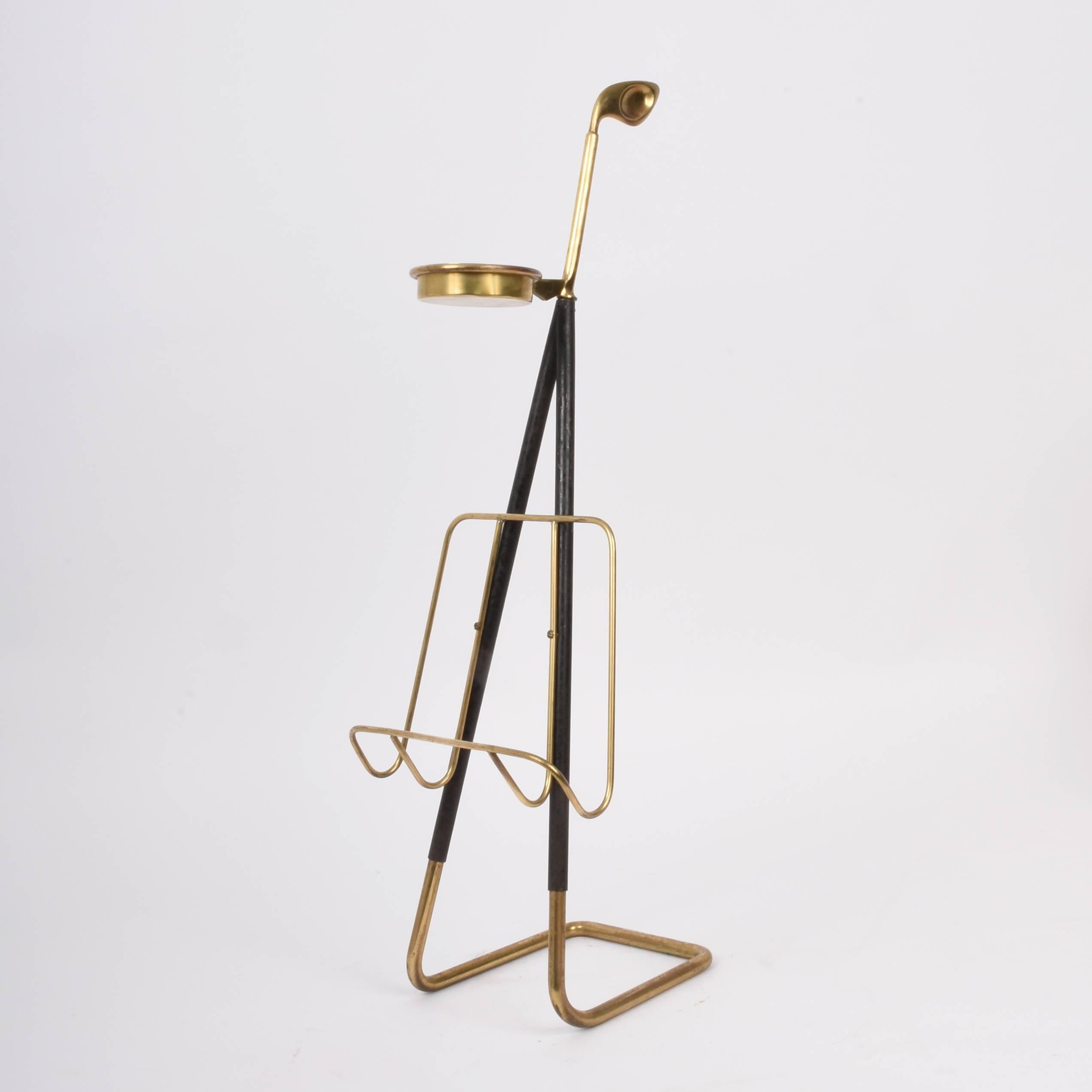 Mid-20th Century Midcentury Brass Austrian Magazine Rack with Ashtray, 1950 For Sale