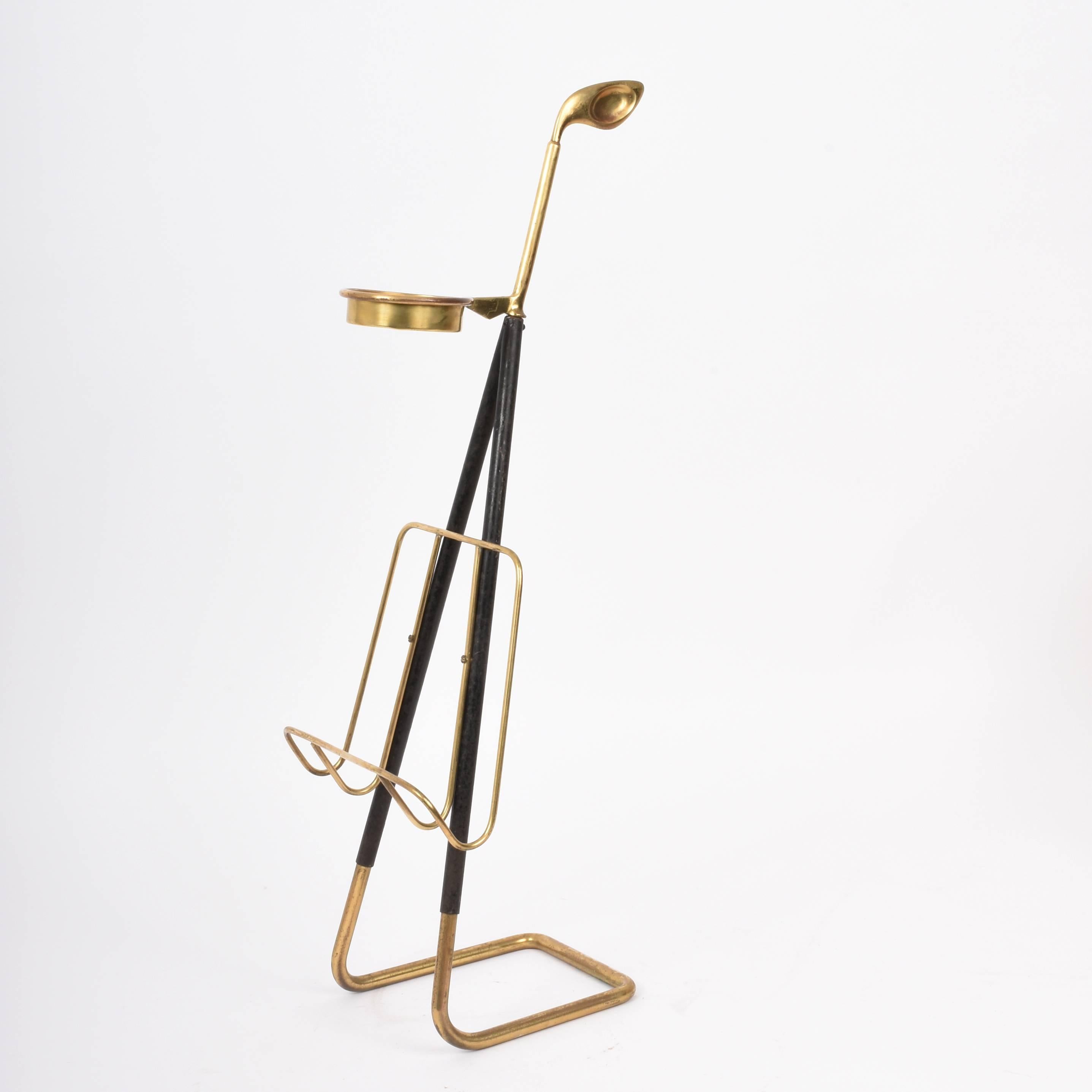 Midcentury Brass Austrian Magazine Rack with Ashtray, 1950 For Sale 1