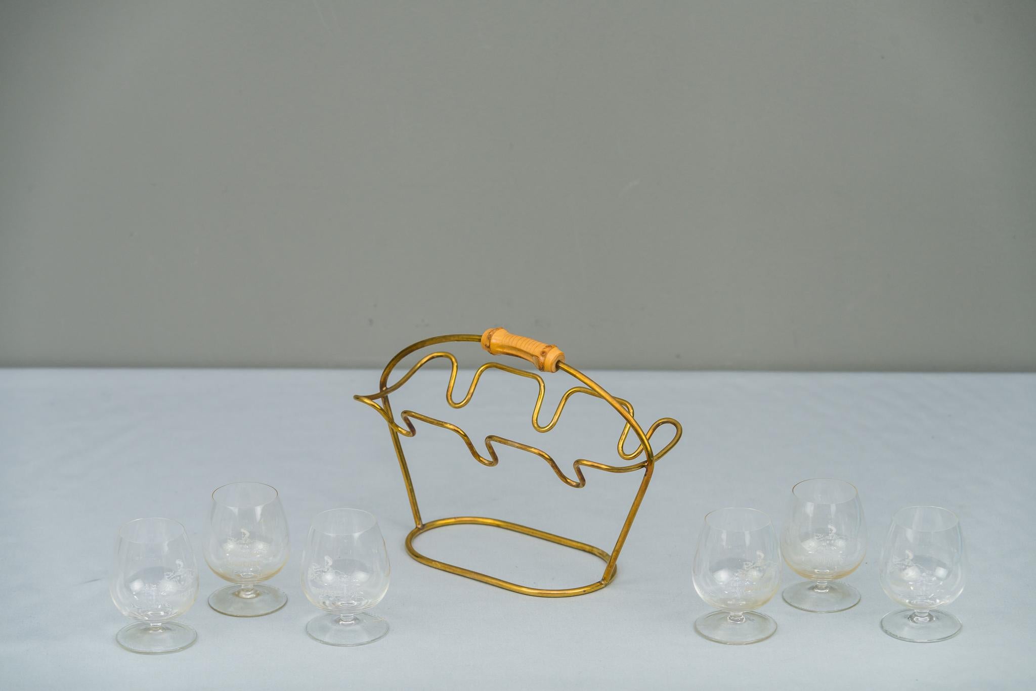 Brass Wine Glass Holder, circa 1950s For Sale