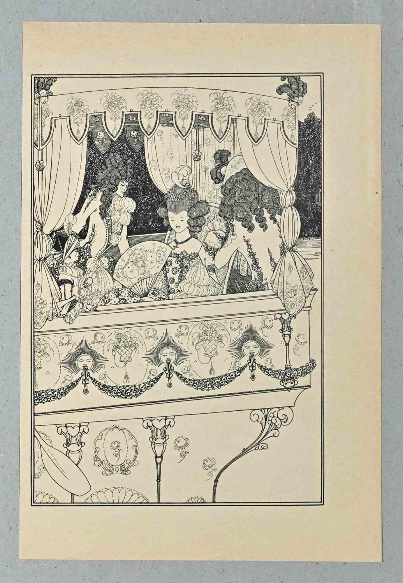 La péniche est une lithographie originale réalisée par Aubrey Beardsley en 1896, dans le cadre de la suite "The Rape of the Lock".

Bonnes conditions.

Aubrey Beardsley  (1872-1898) était un illustrateur, écrivain et peintre anglais, assez influent